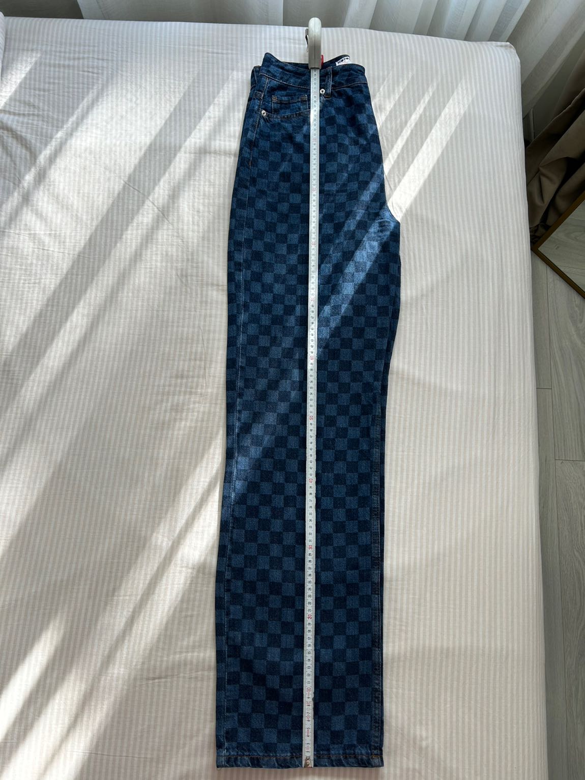 Koton Wide Leg Kare Desenli Kot Pantolon — görsel 3/3