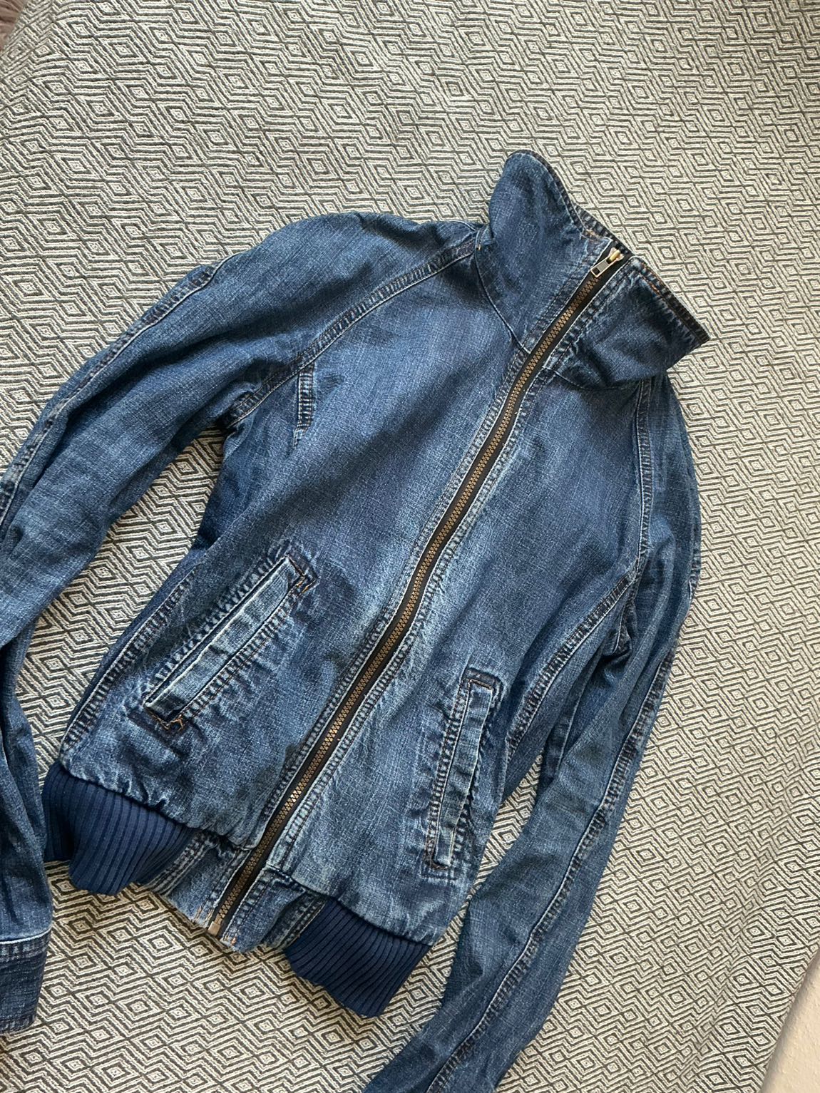 Washed jean high neck ceket — görsel 3/4