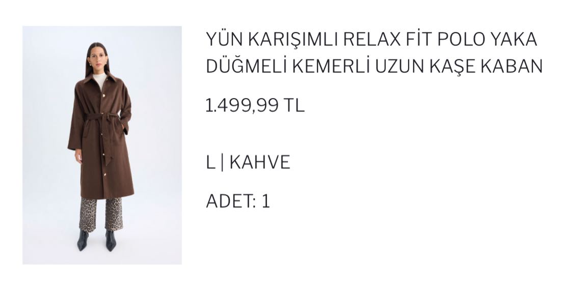 DeFacto Kahverengi Uzun Kaşe Kaban L — görsel 5/5