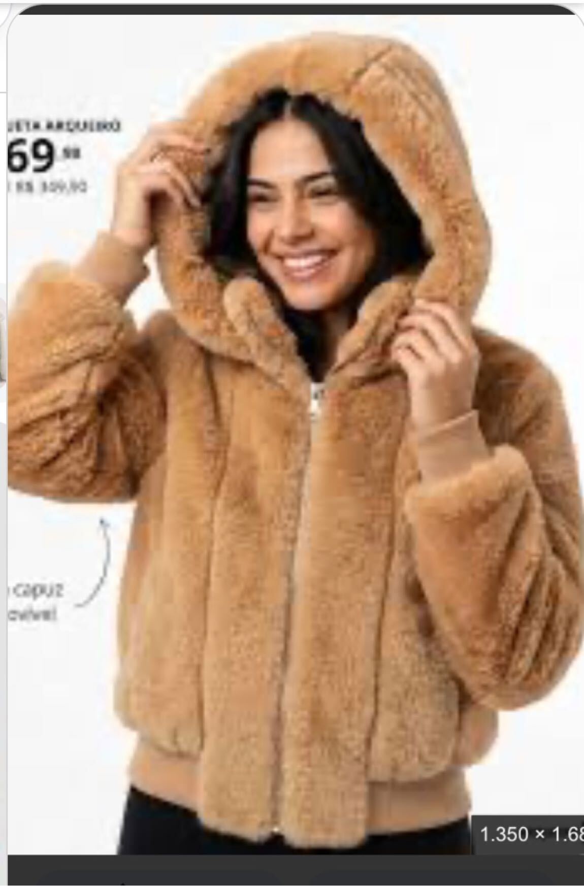 Kapüşonlu Peluş Mont — görsel 3/3