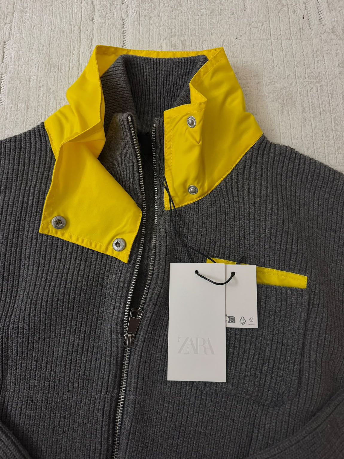 Zara Gri Sarı Fermuarlı Sweatshirt — görsel 10/11