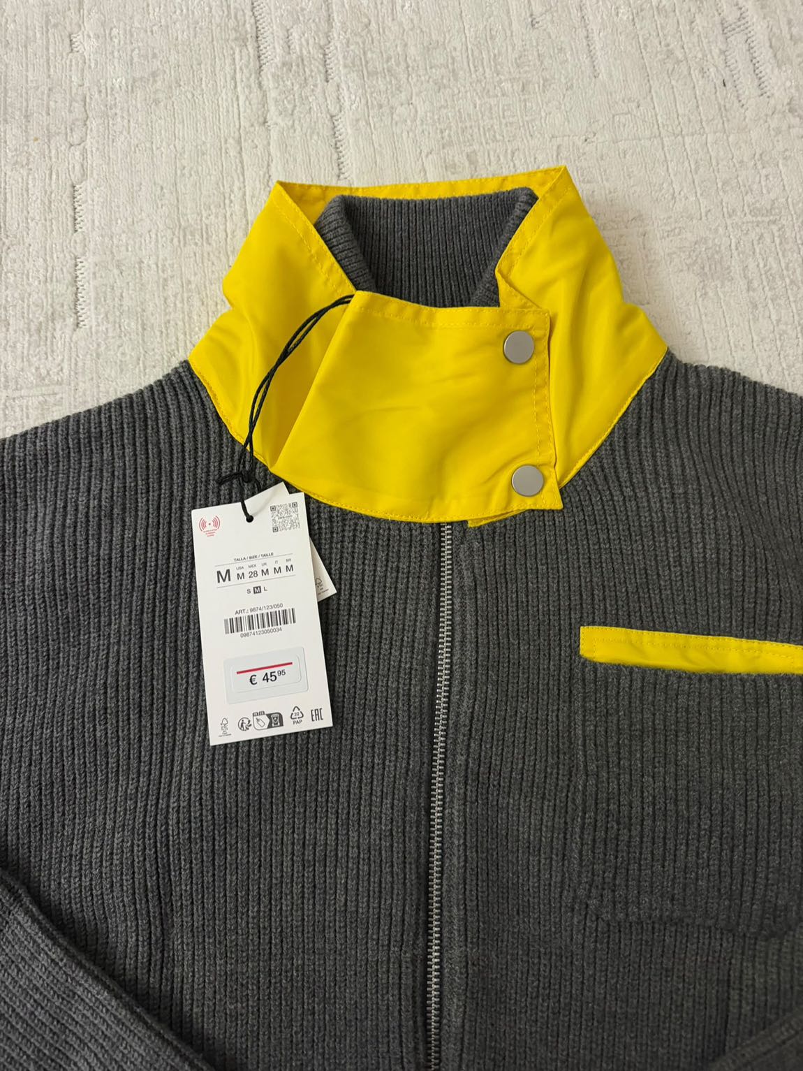 Zara Gri Sarı Fermuarlı Sweatshirt — görsel 9/11