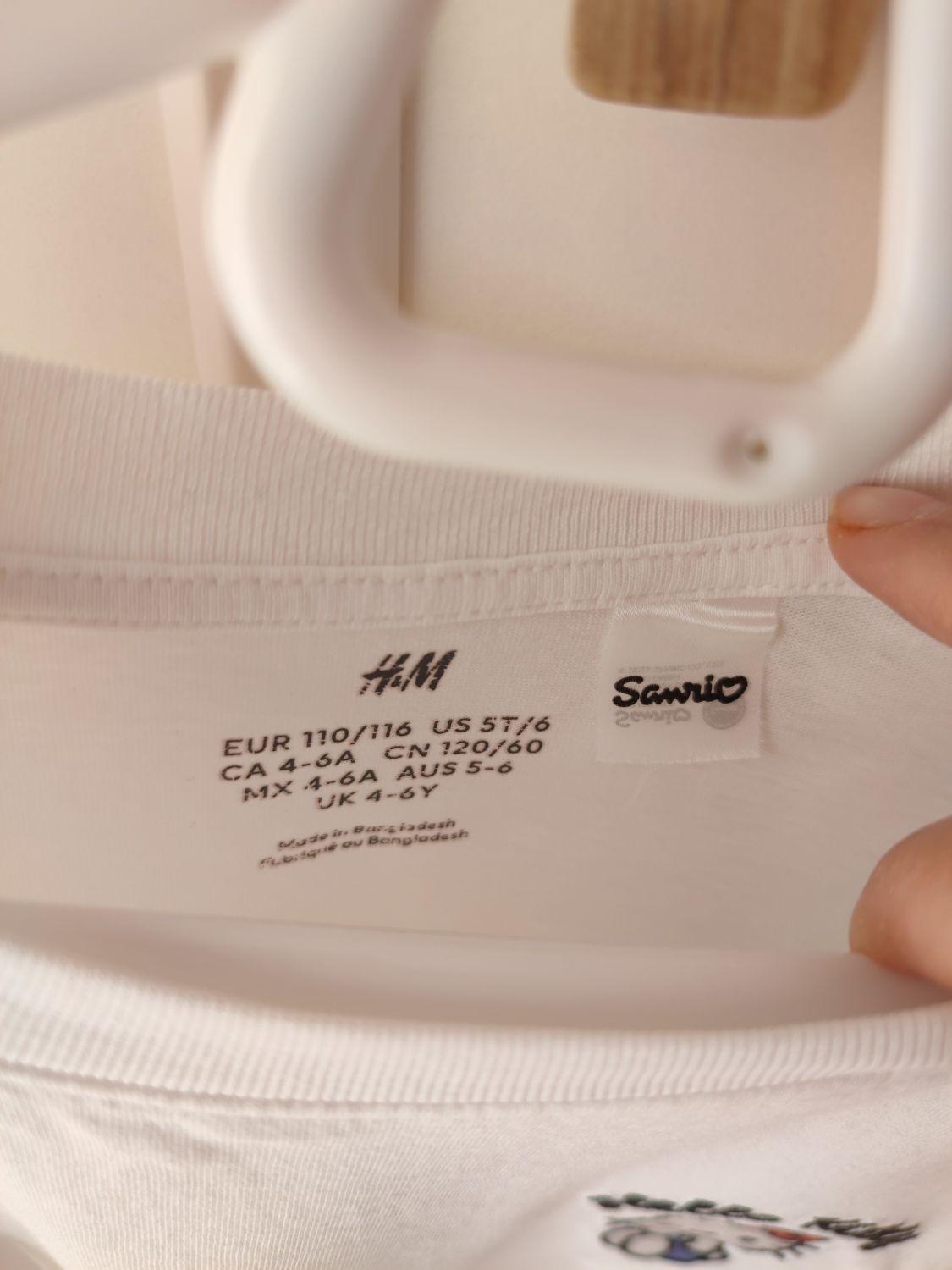 H&M 4-6 Hello Kitty Beyaz Tişört — görsel 5/5