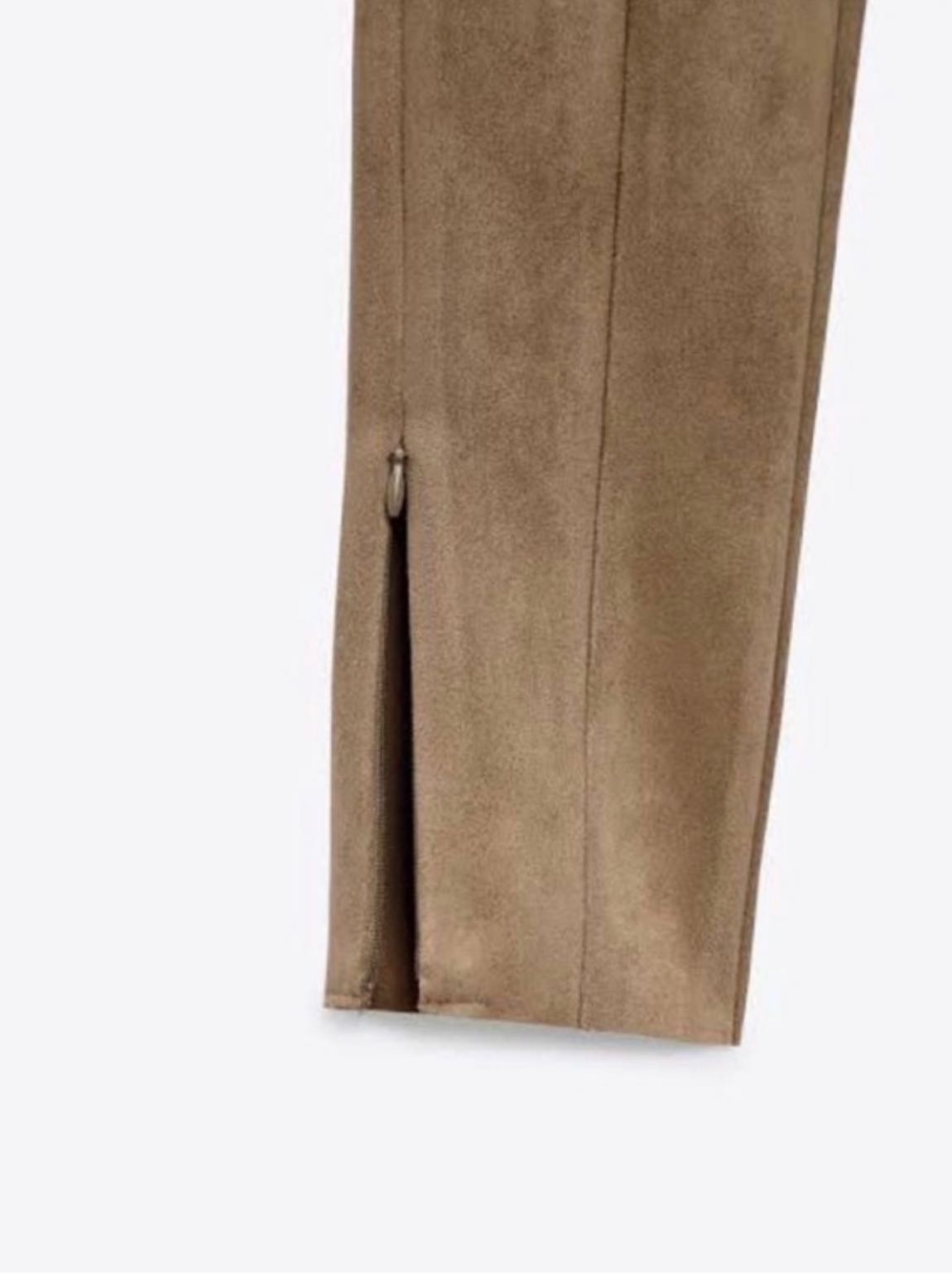 Zara Bej Süet Pantolon Tayt — görsel 3/8