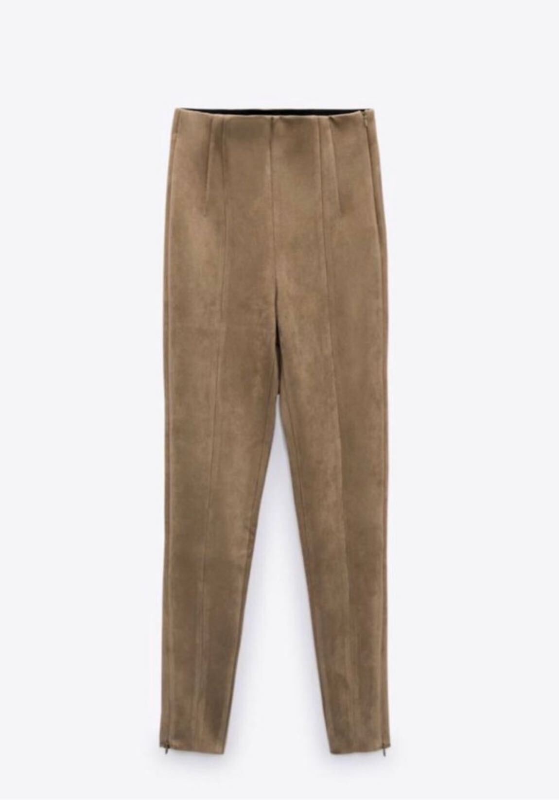 Zara Bej Süet Pantolon Tayt — görsel 4/8