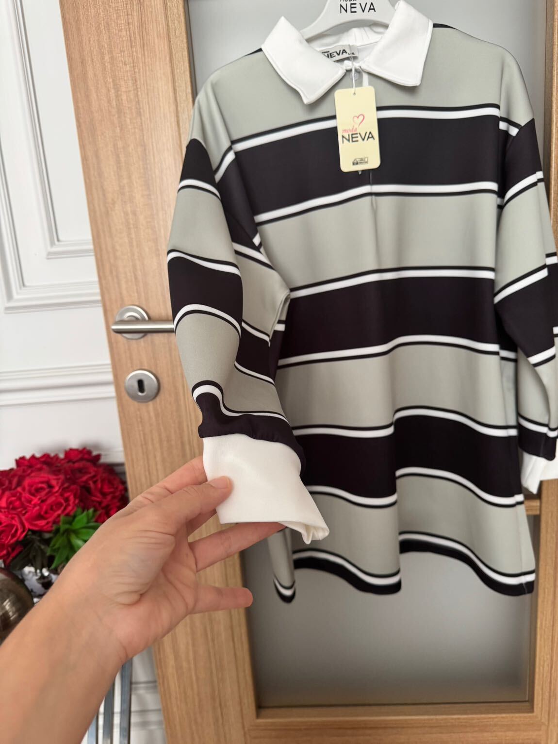 Çizgili Polo Yaka Tunik — görsel 3/4