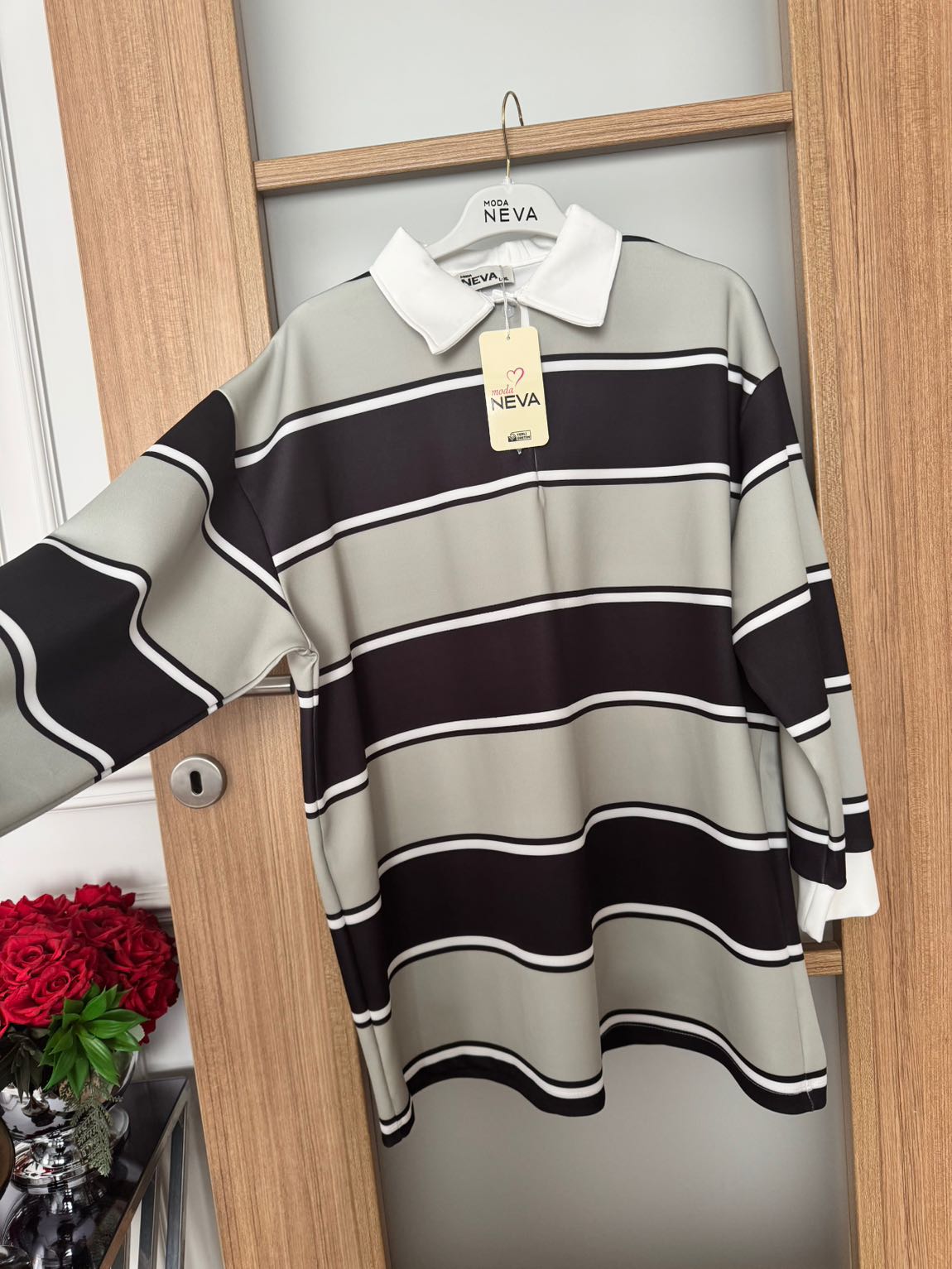 Çizgili Polo Yaka Tunik — görsel 2/4