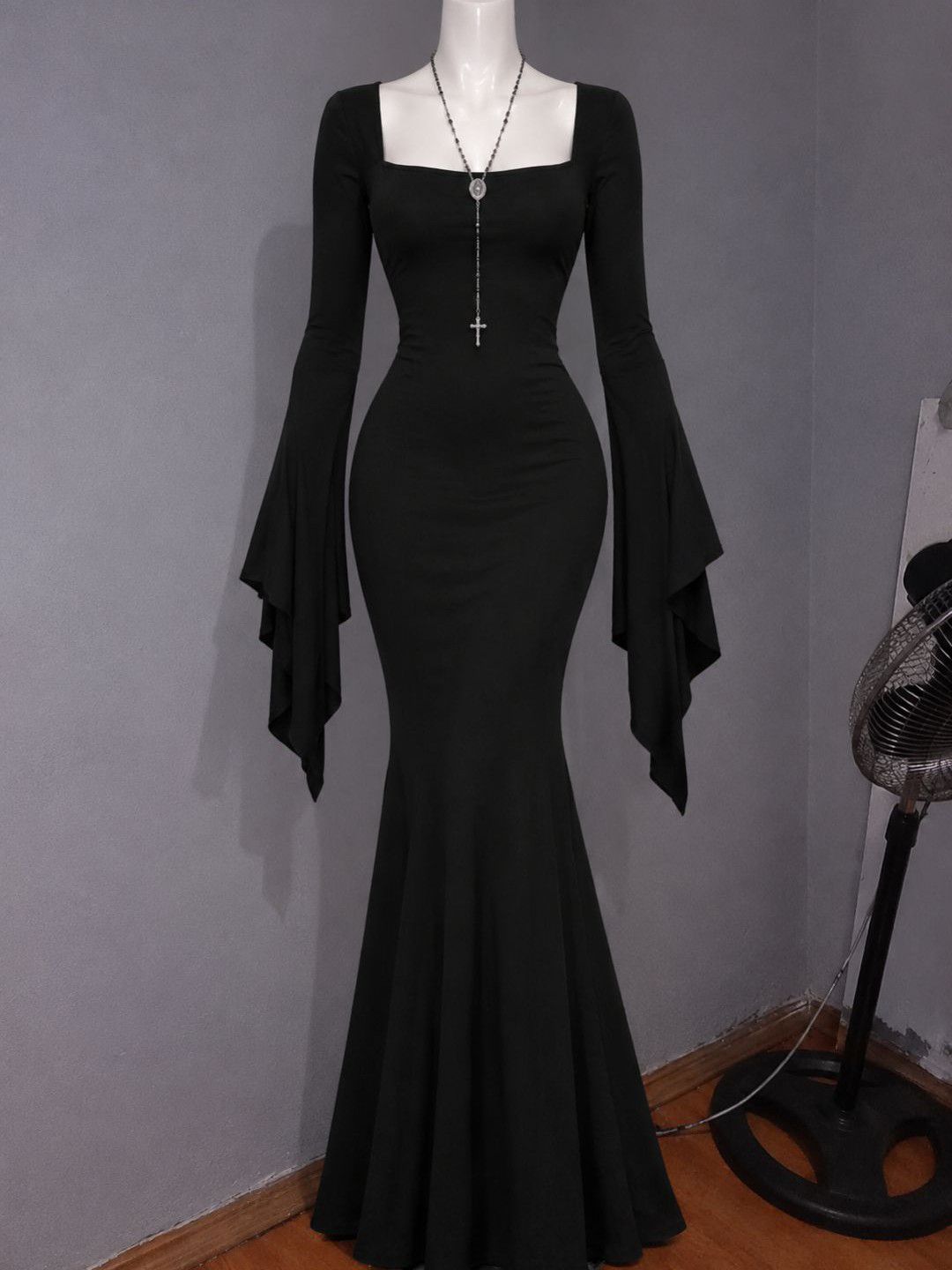 gotik elbise kadife siyah y2k — görsel 4/7