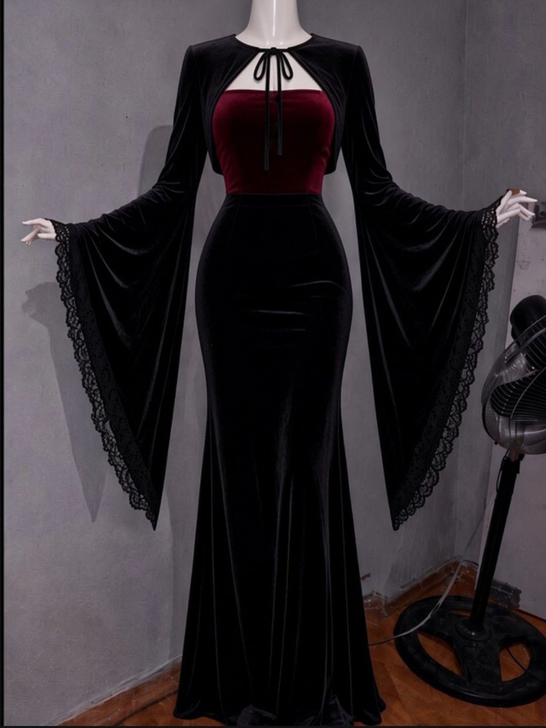 gotik elbise kadife siyah y2k — görsel 7/7