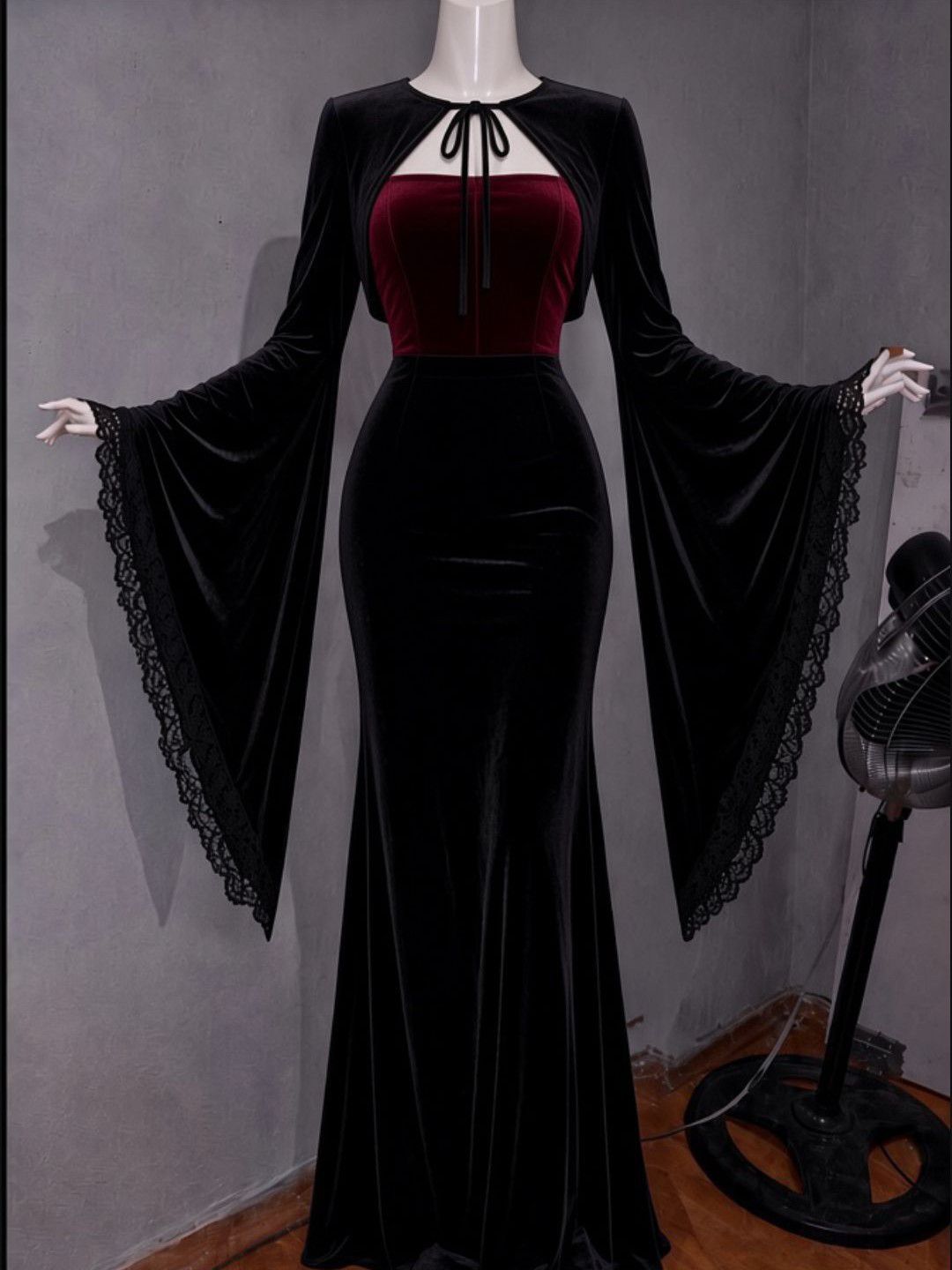 gotik elbise kadife siyah y2k — görsel 6/7