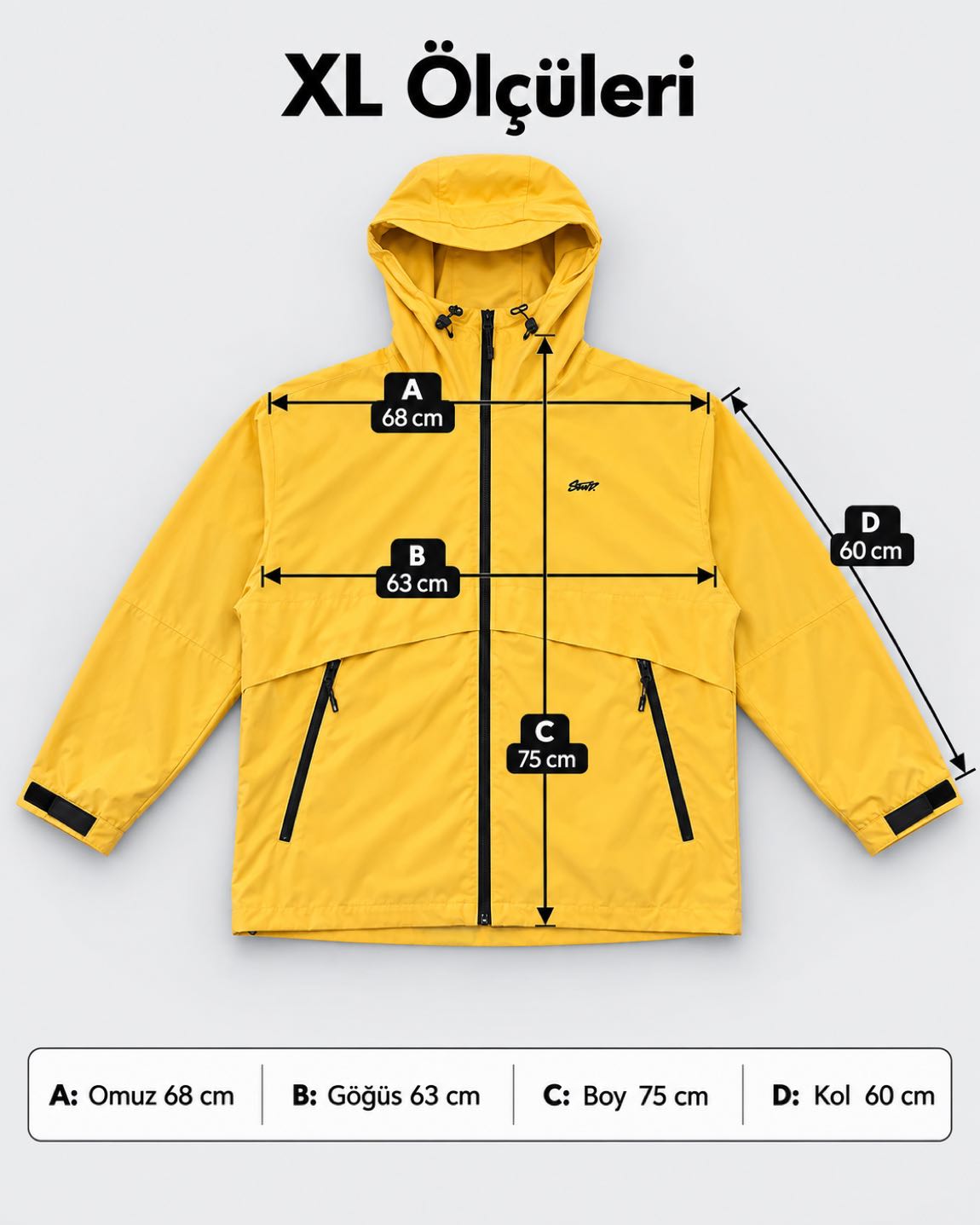 Pull&Bear Sarı Kapüşonlu Yağmurluk XL — görsel 8/8
