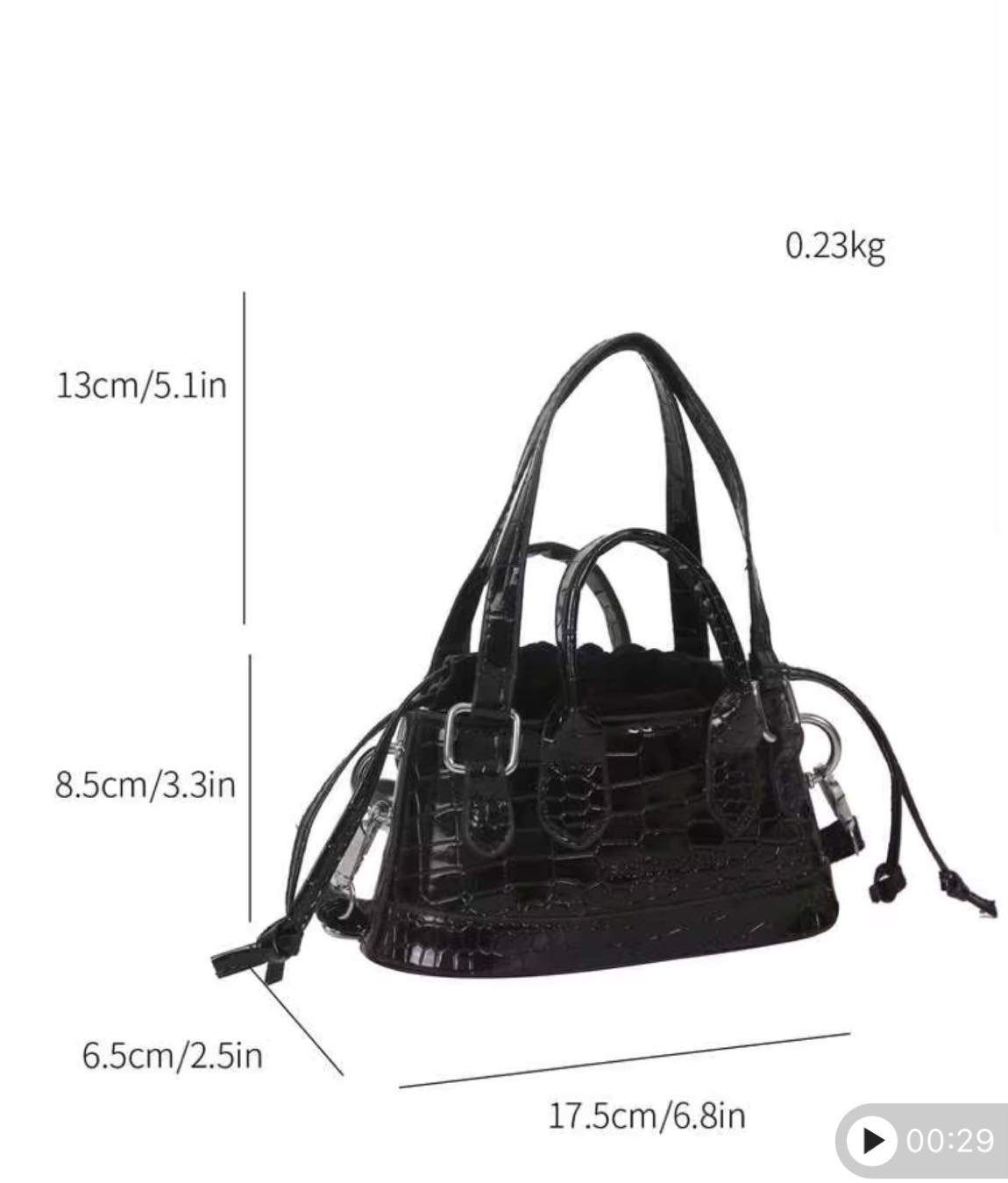 Siyah Deri Croco Mini Boy Çanta — görsel 5/5
