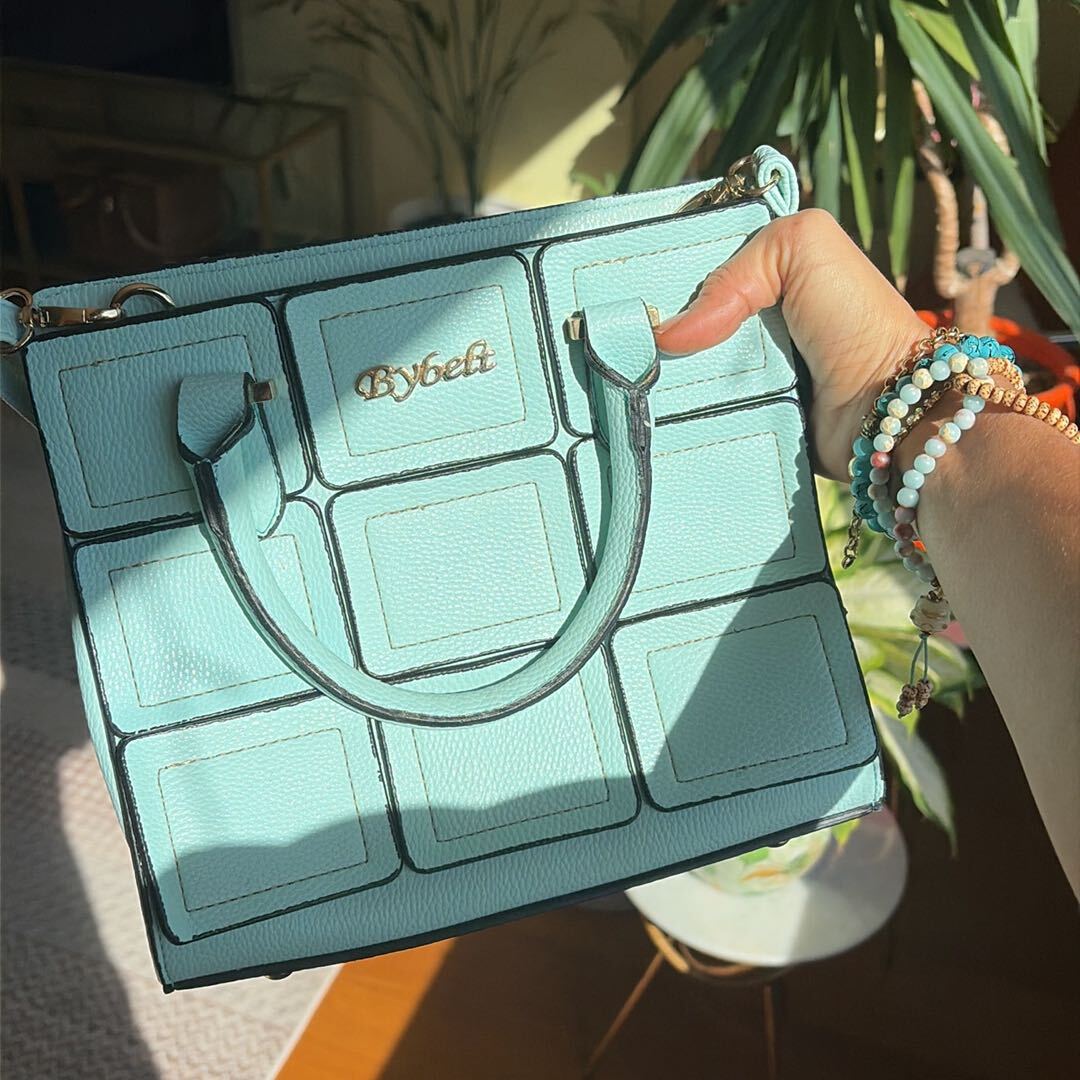 Tiffany mavisi kare desenli çanta — görsel 3/11