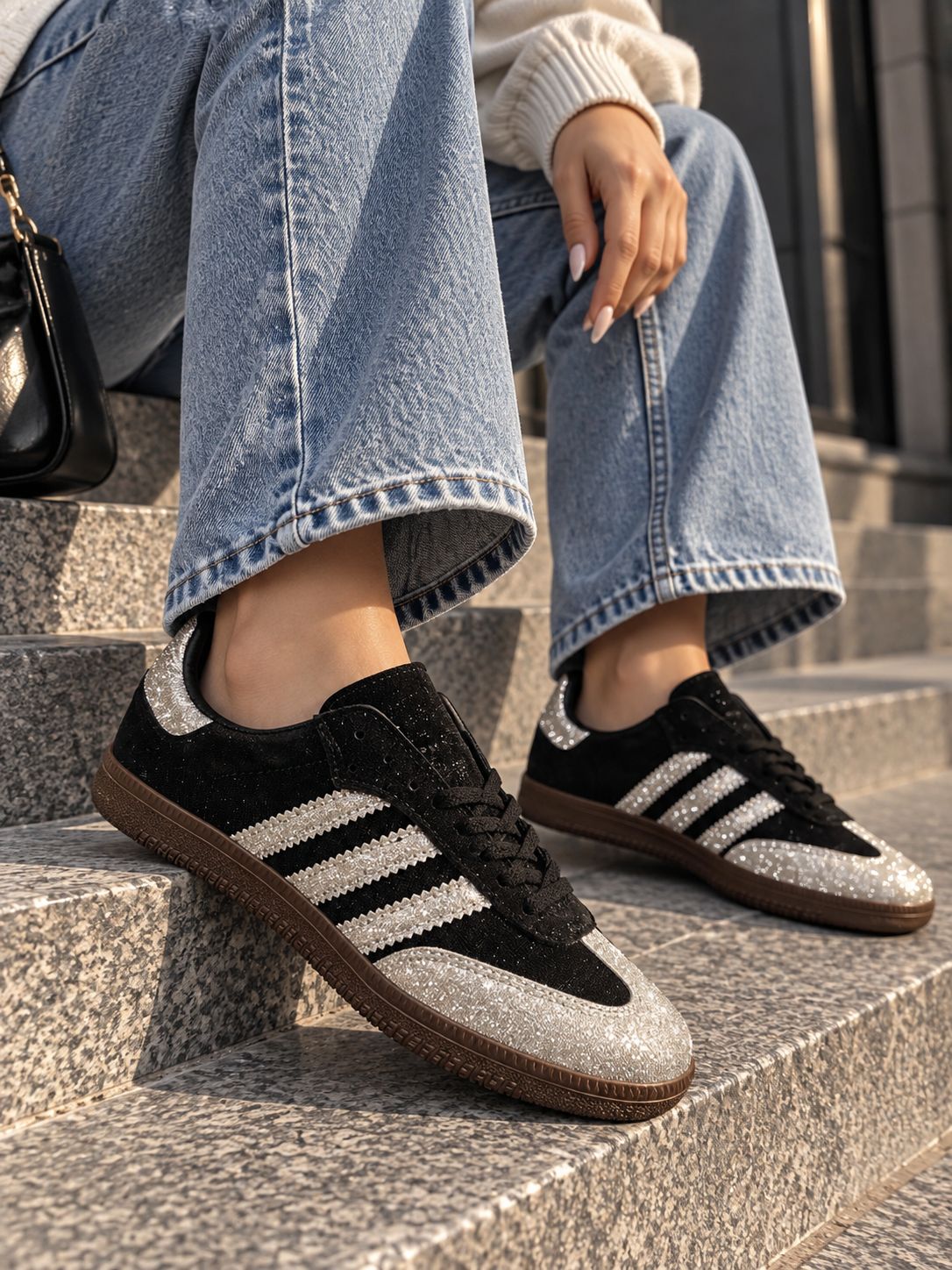 Adidas Samba Siyah Gümüş Simli Kadın — görsel 3/3