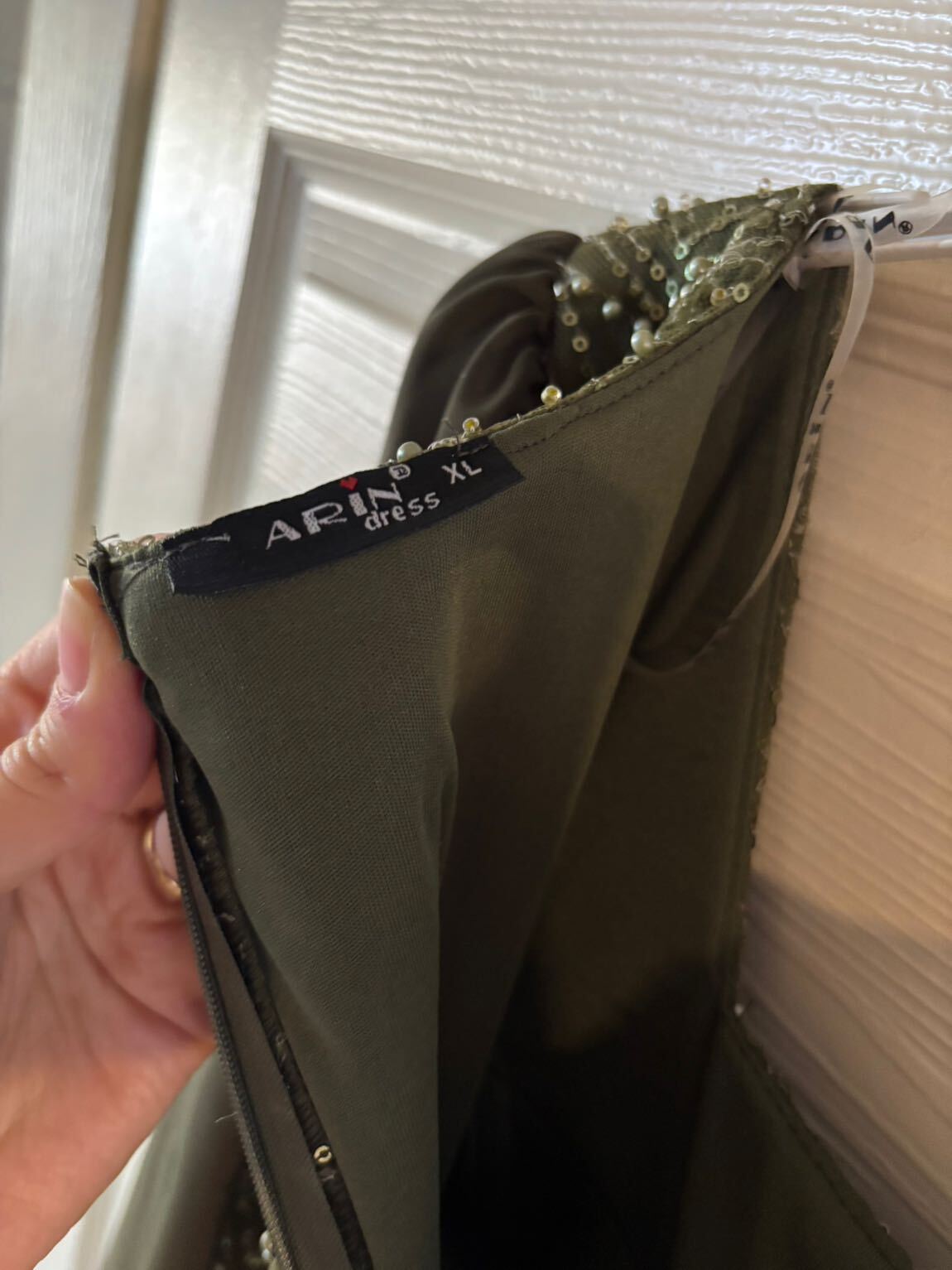Lafaba Haki Payetli Abiye Elbise — görsel 7/10