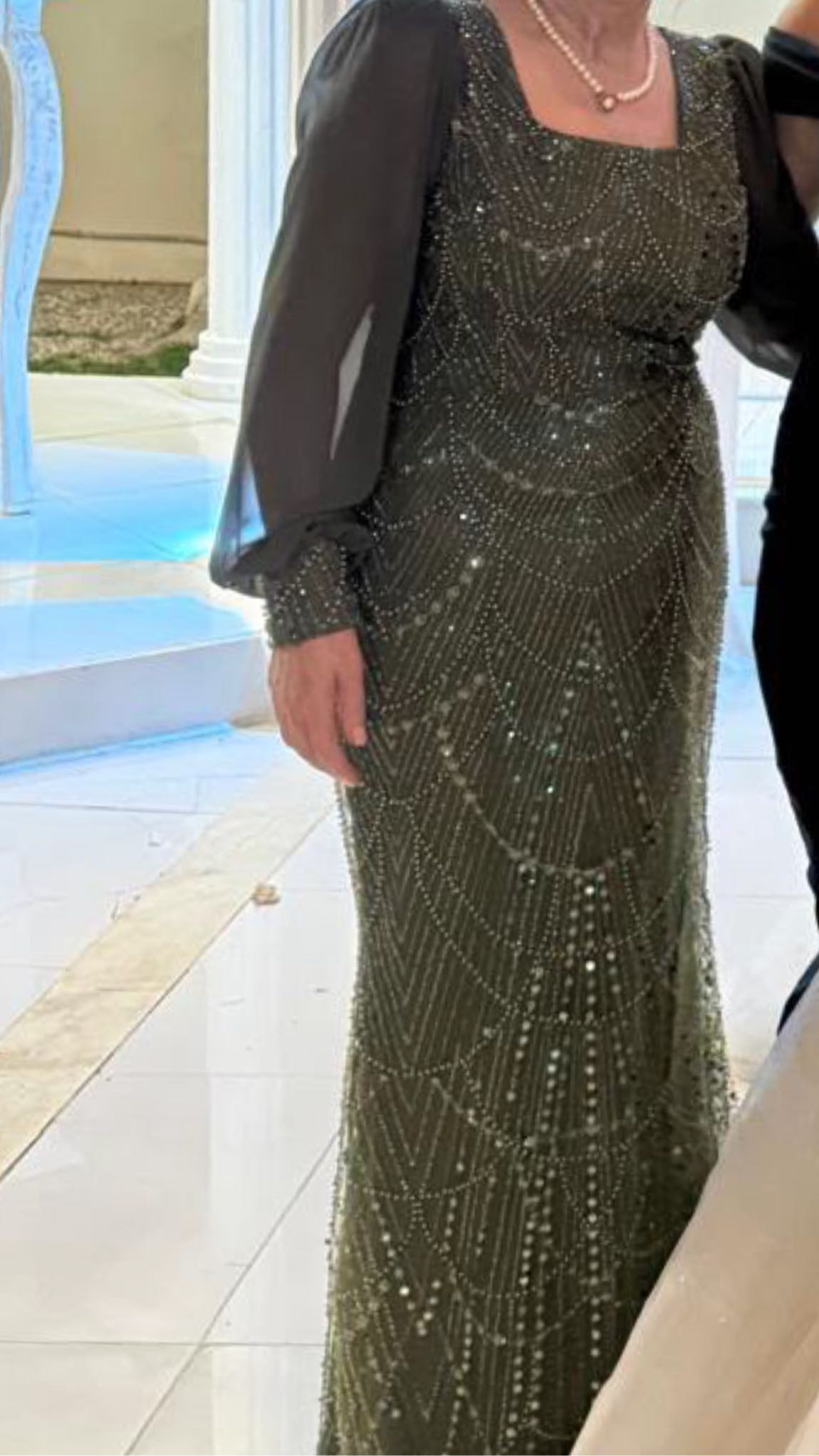 Lafaba Haki Payetli Abiye Elbise — görsel 10/10