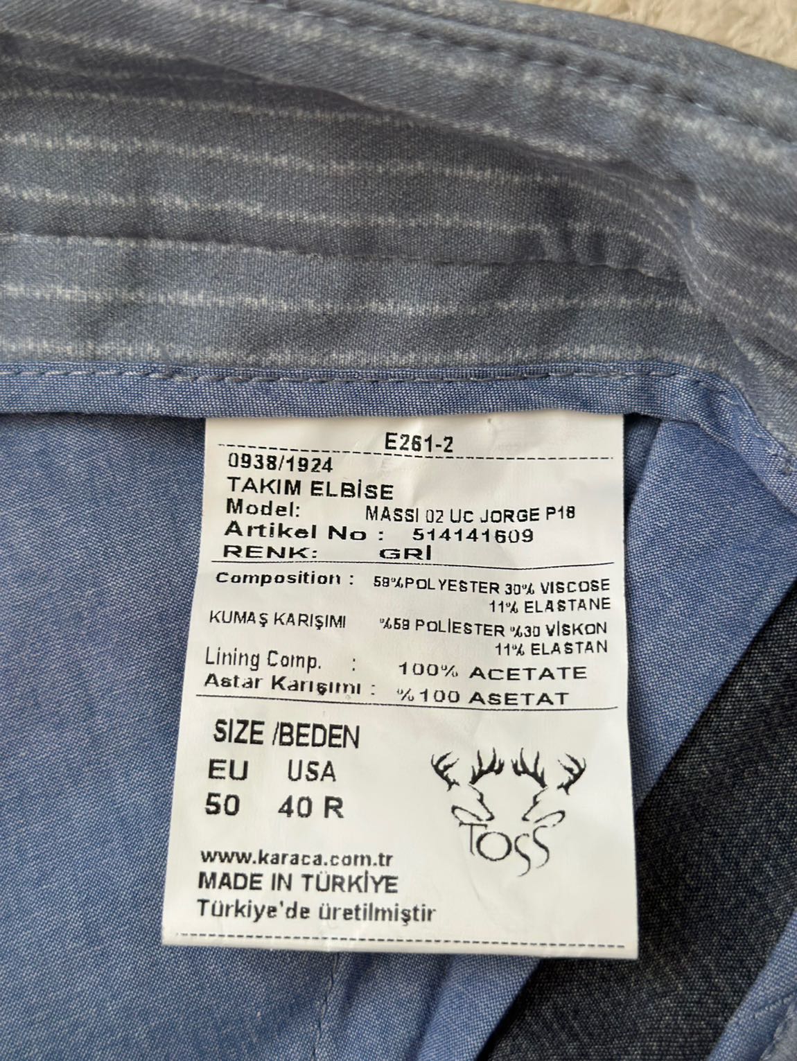 Karaca TOSS Erkek Takım Elbise — görsel 8/10