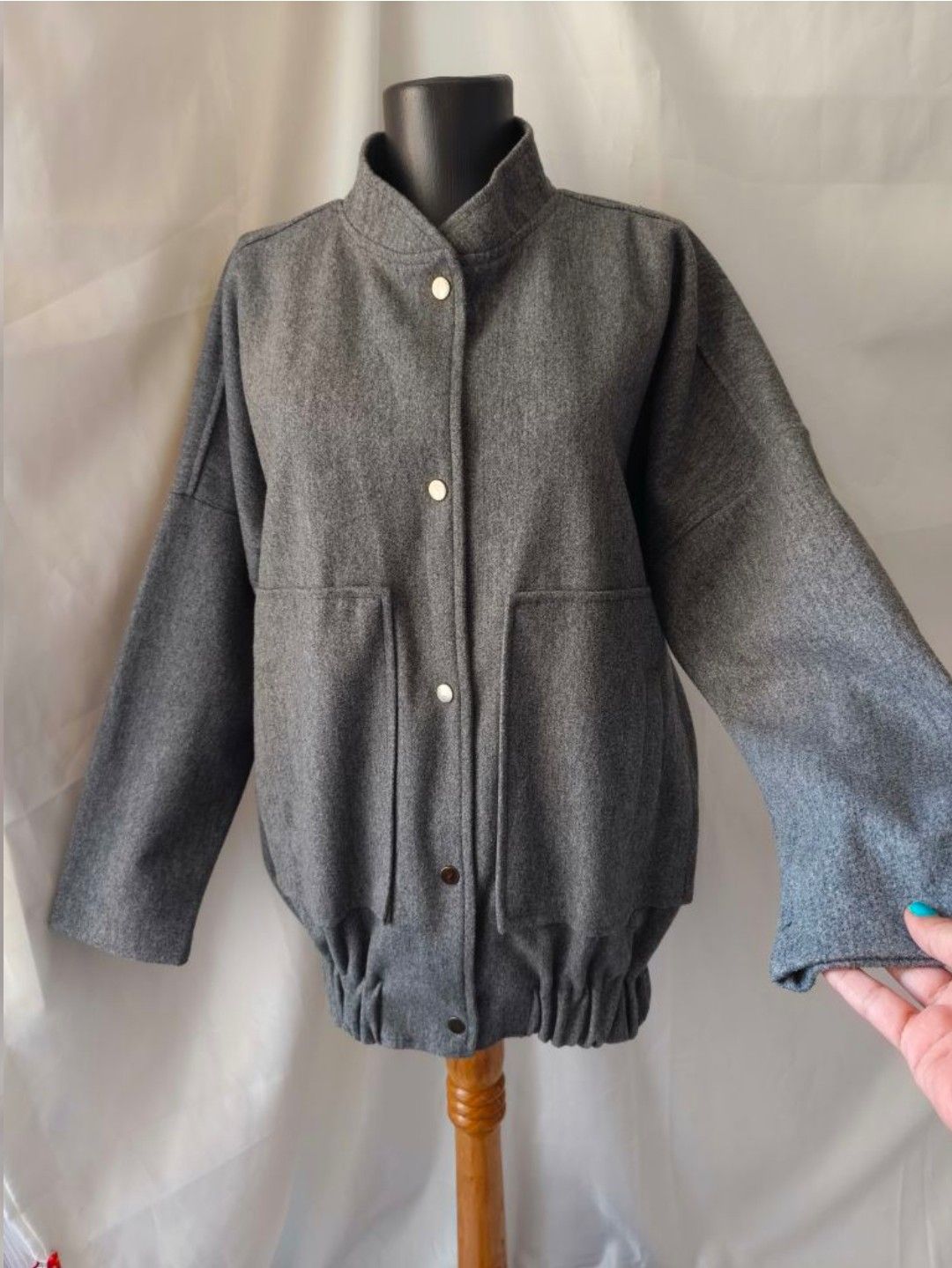 Gri Bomber Ceket mont 7767 — görsel 4/16