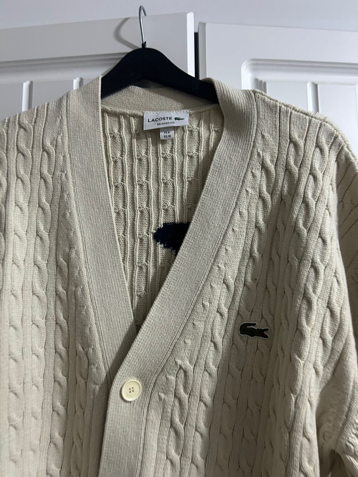 Lacoste Krem Örgü Hırka — görsel 2/3