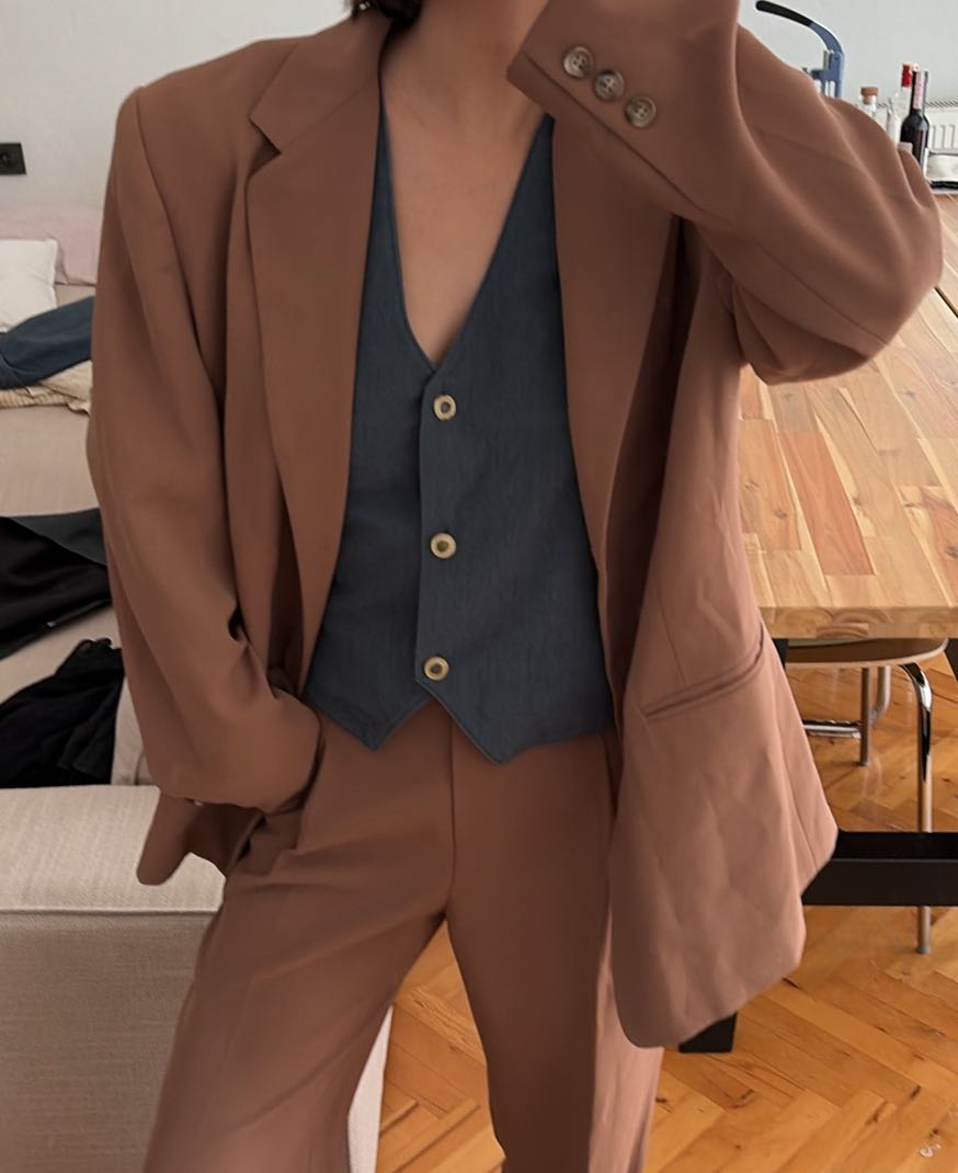 Taba Blazer Ceket ve Pantolon Seti — görsel 2/17
