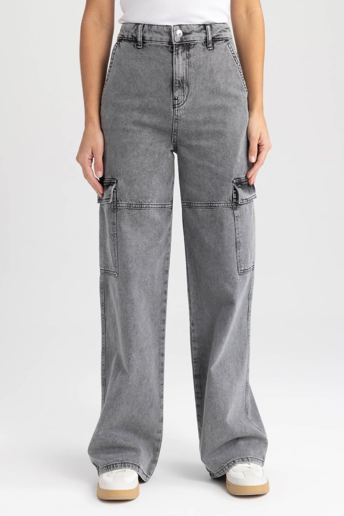 Defacto Straight Fit kargo cepli jean — görsel 3/9