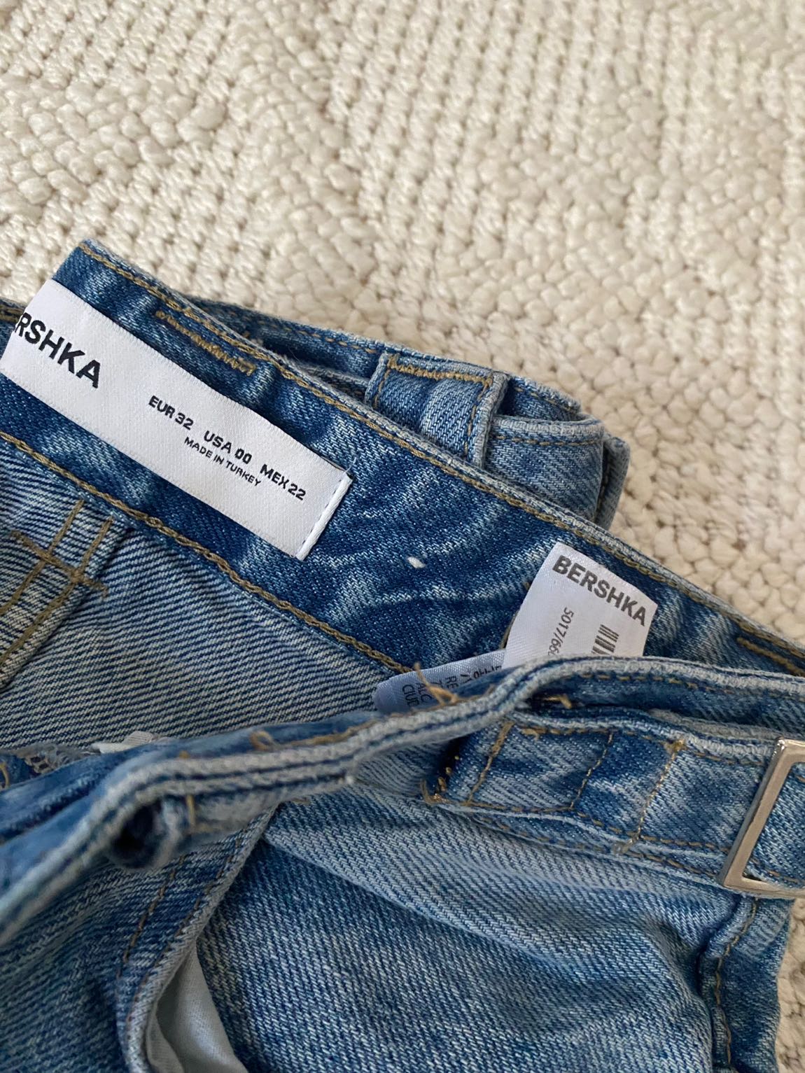 BERSHKA Mavi Kot Pantolon — görsel 3/5