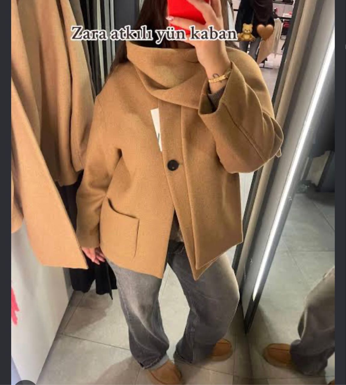Zara Atkılı Yün Kaban — görsel 3/7