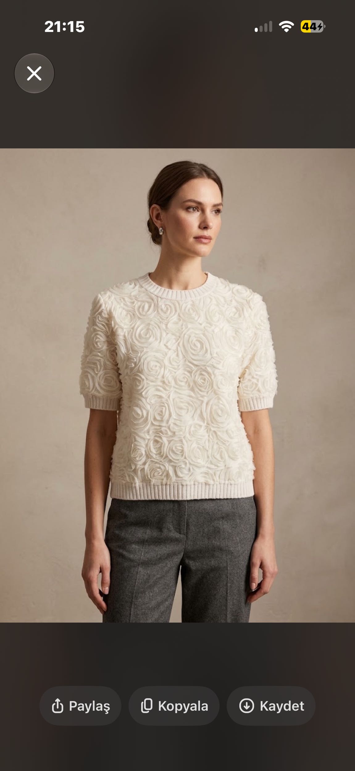 🧶TRENDYOL MİLLA Krem Rosette Triko — görsel 2/7