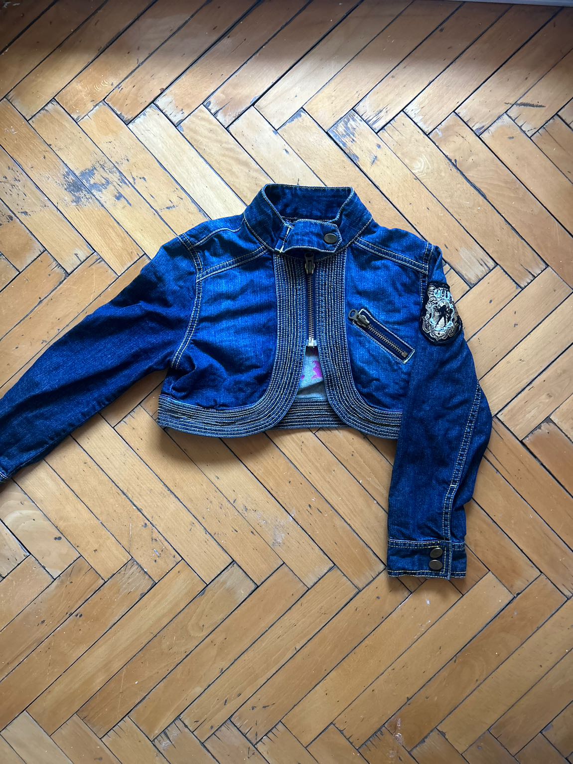 Vintage Military Kısa Kot Ceket — görsel 2/4