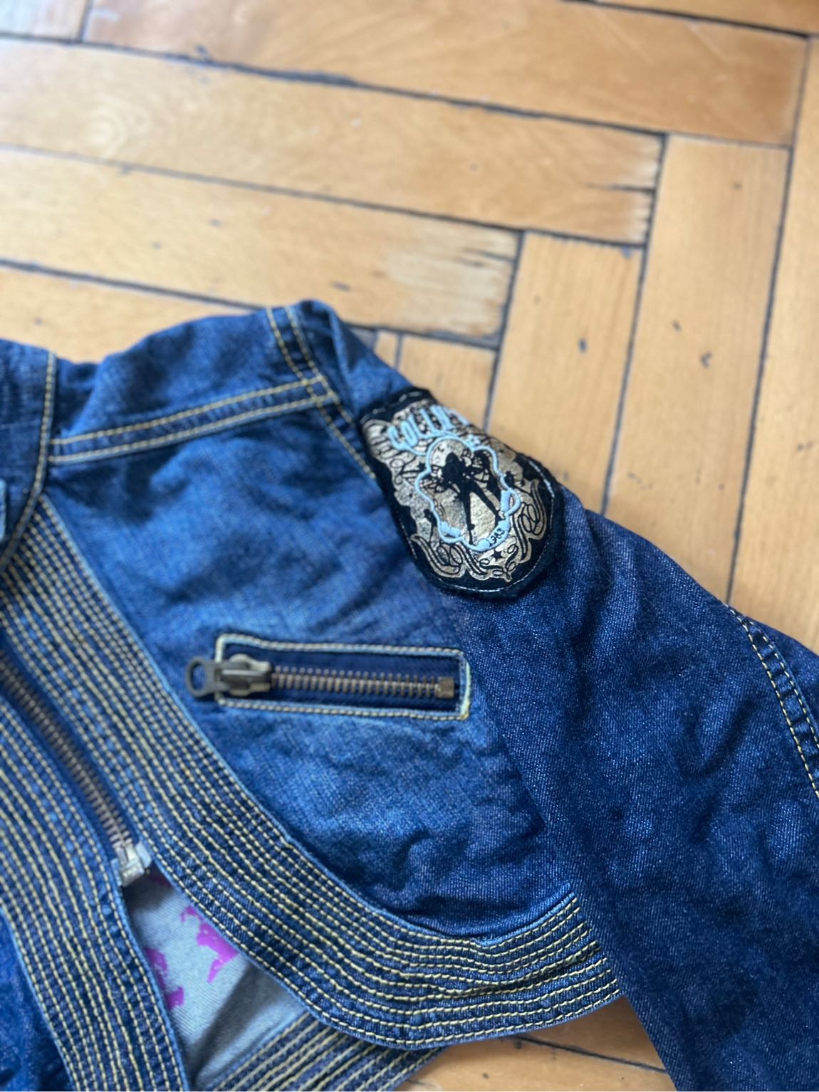 Vintage Military Kısa Kot Ceket — görsel 3/4