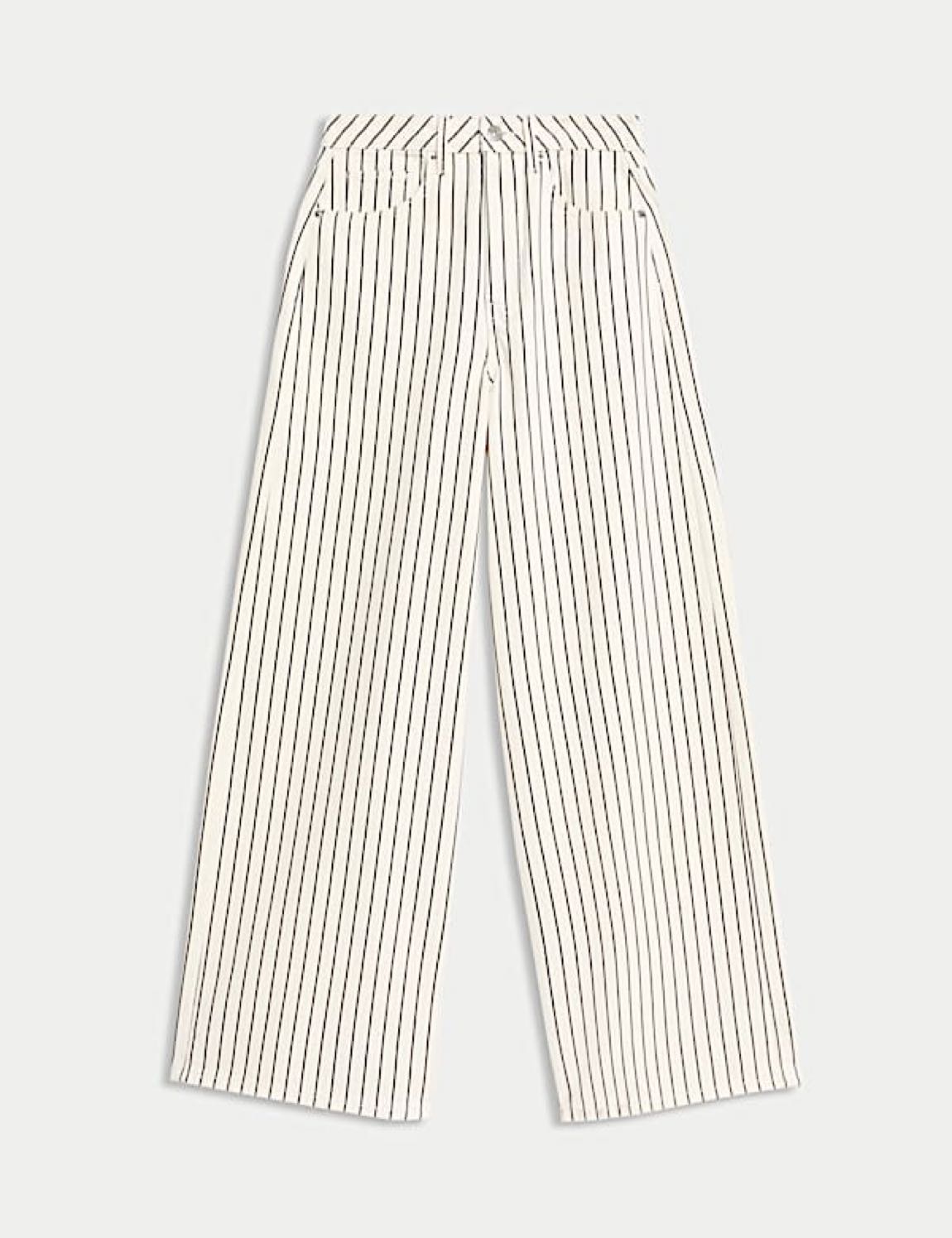 Çizgili Bol Paça Pantolon — görsel 3/8