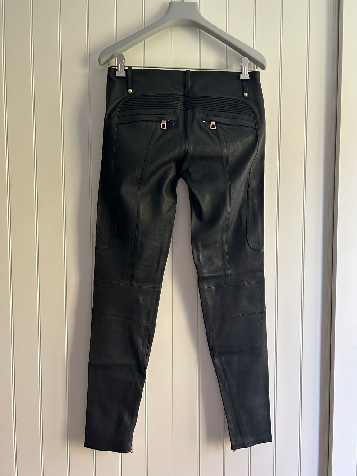 Balmain Siyah Gercek Deri Pantolon — görsel 2/8