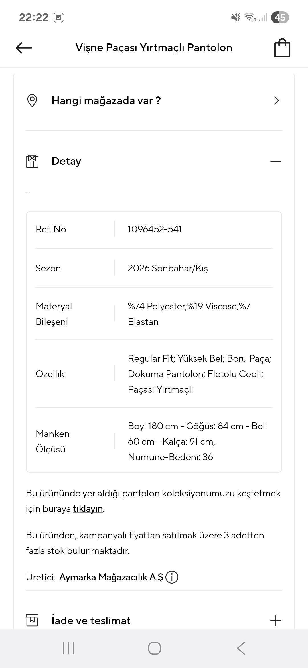 NETWORK 36 BEDEN VİŞNE RENGİ PANTOLON — görsel 6/7
