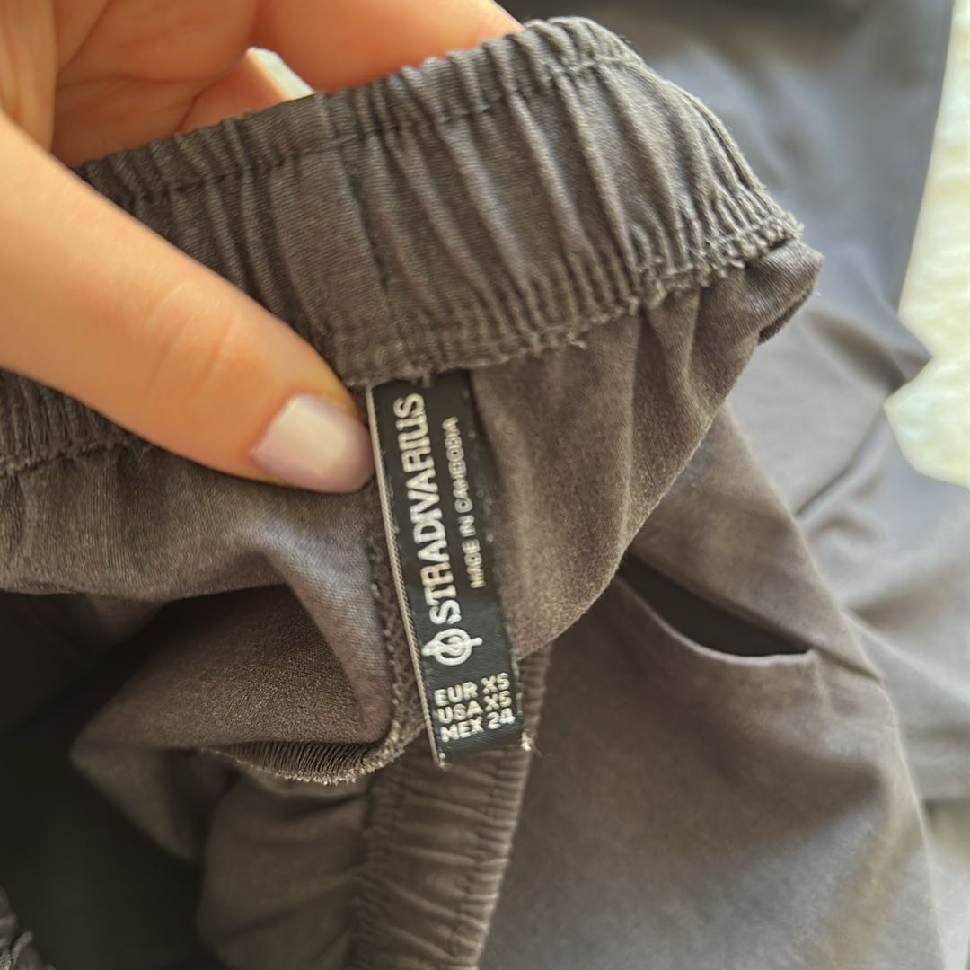 Koyu Gri Bol Paça Keten Pantolon — görsel 3/3