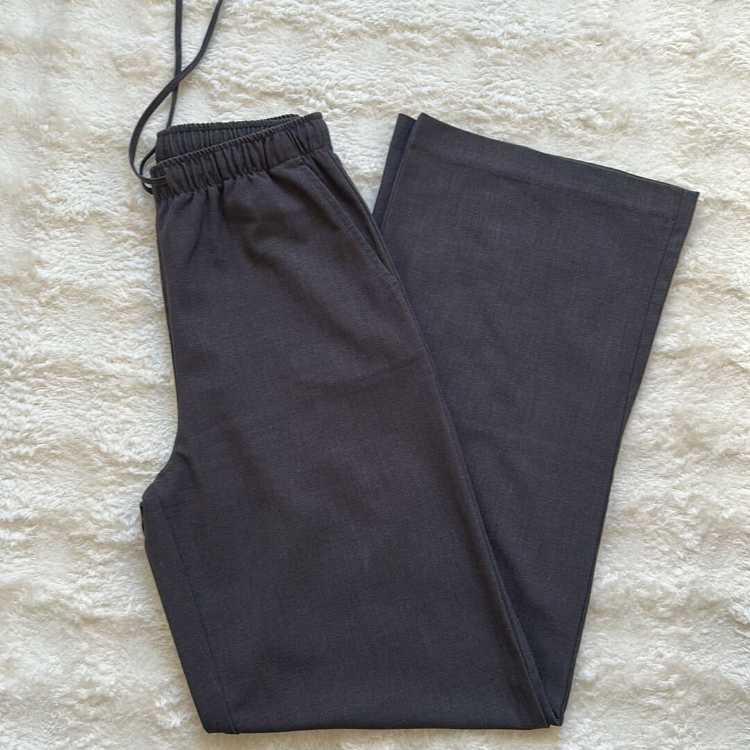 Koyu Gri Bol Paça Keten Pantolon — görsel 2/3