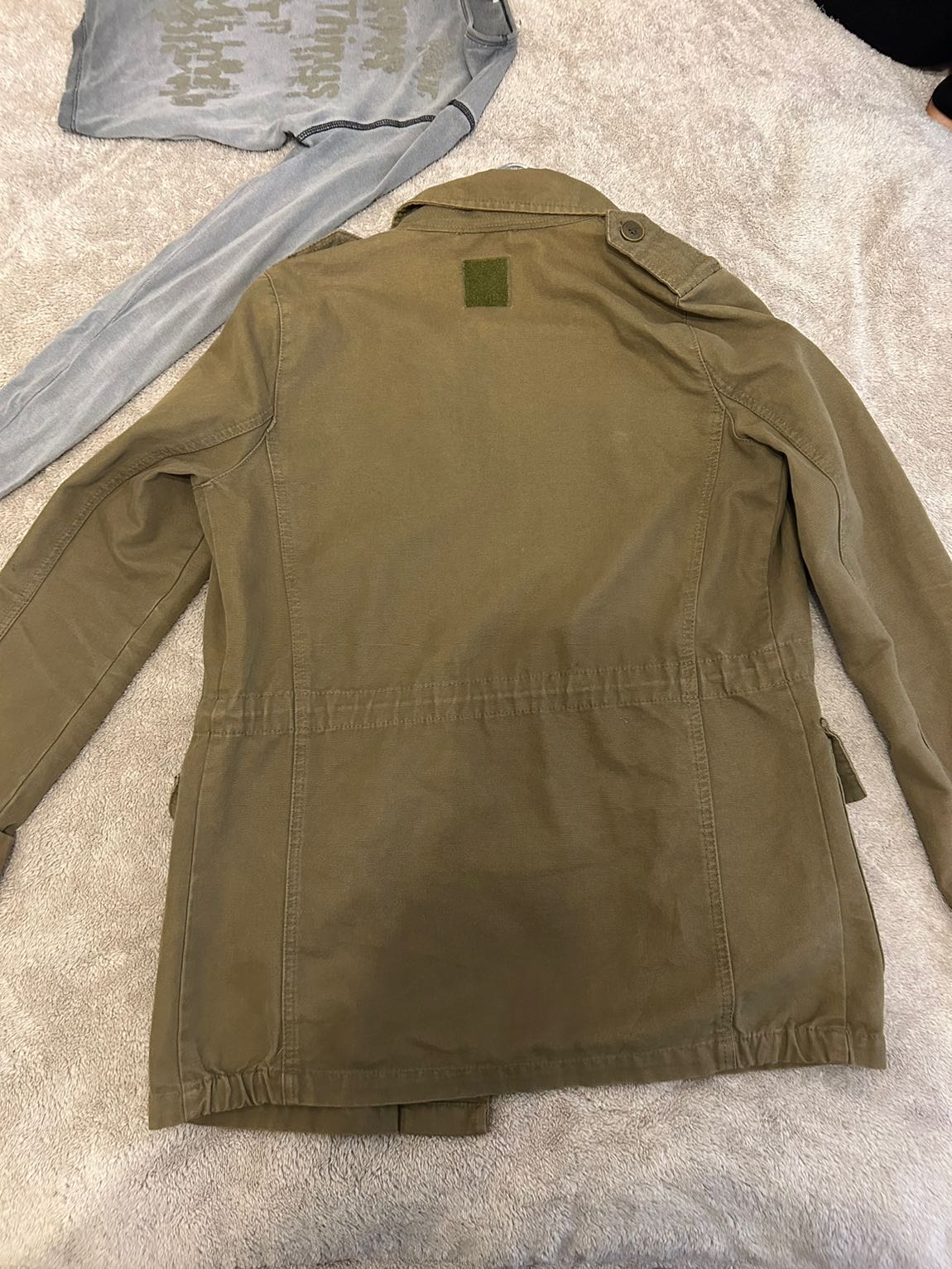 Vintage Yeşil Cep Detaylı Trençkot — görsel 3/3