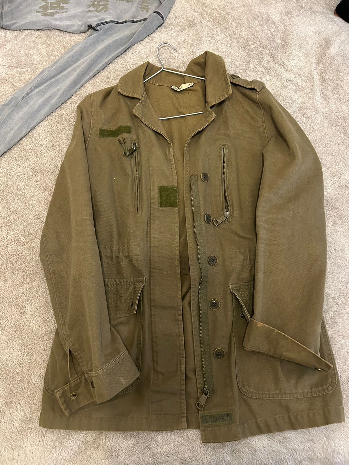 Vintage Yeşil Cep Detaylı Trençkot — görsel 2/3