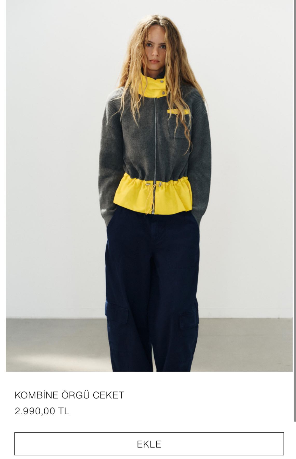 Zara Gri Sarı Fermuarlı Sweatshirt — görsel 6/11