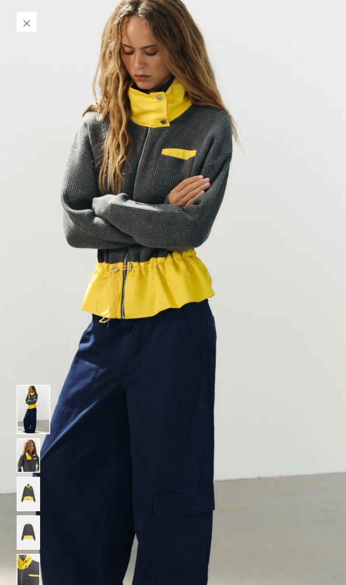 Zara Gri Sarı Fermuarlı Sweatshirt — görsel 3/11