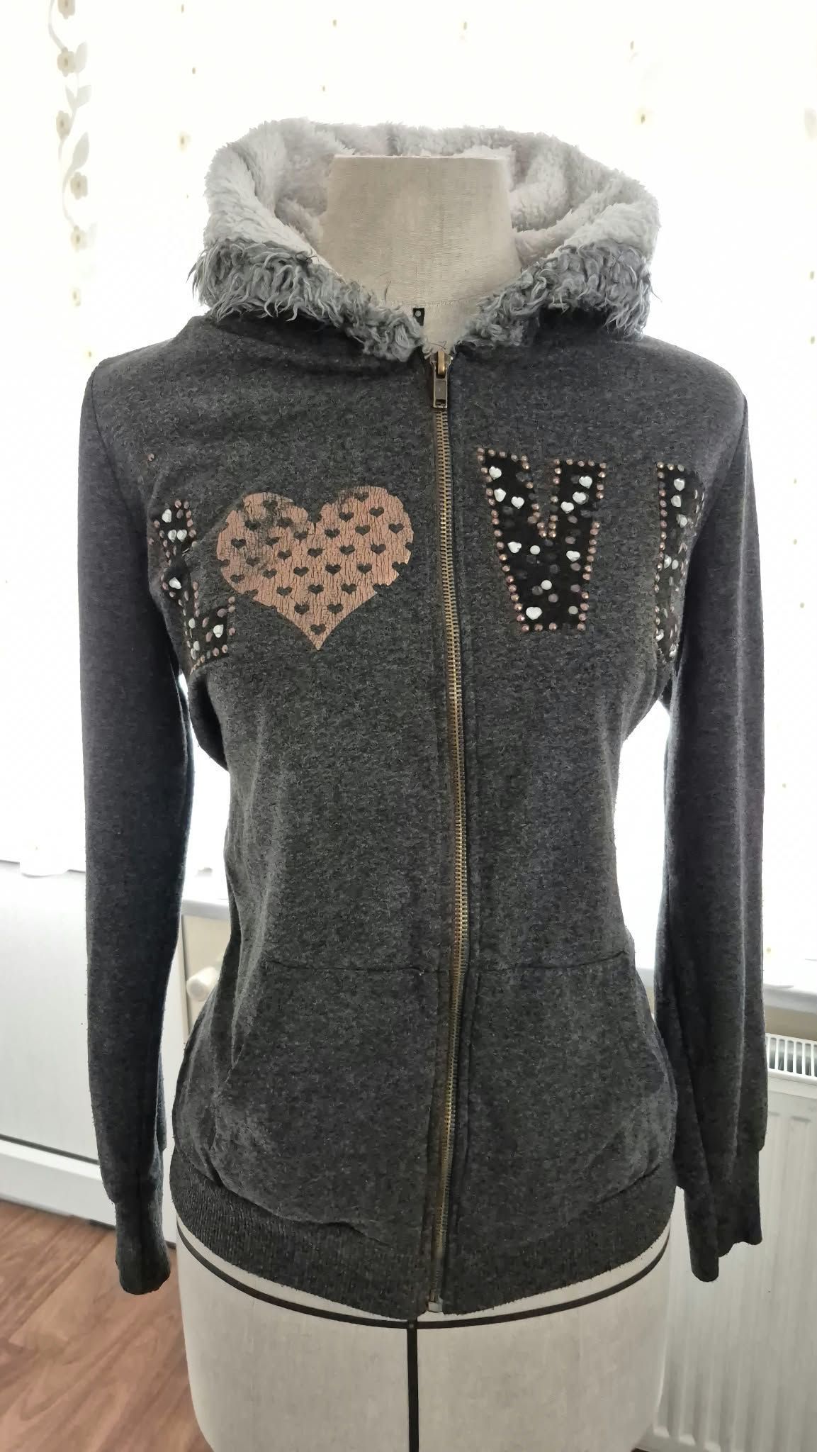 y2k İçi Für Layered Füme Hoddie Mont — görsel 3/8