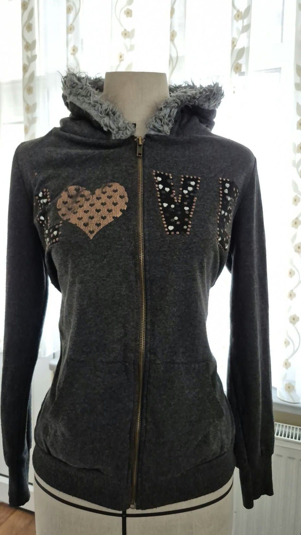 y2k İçi Für Layered Füme Hoddie Mont — görsel 2/8