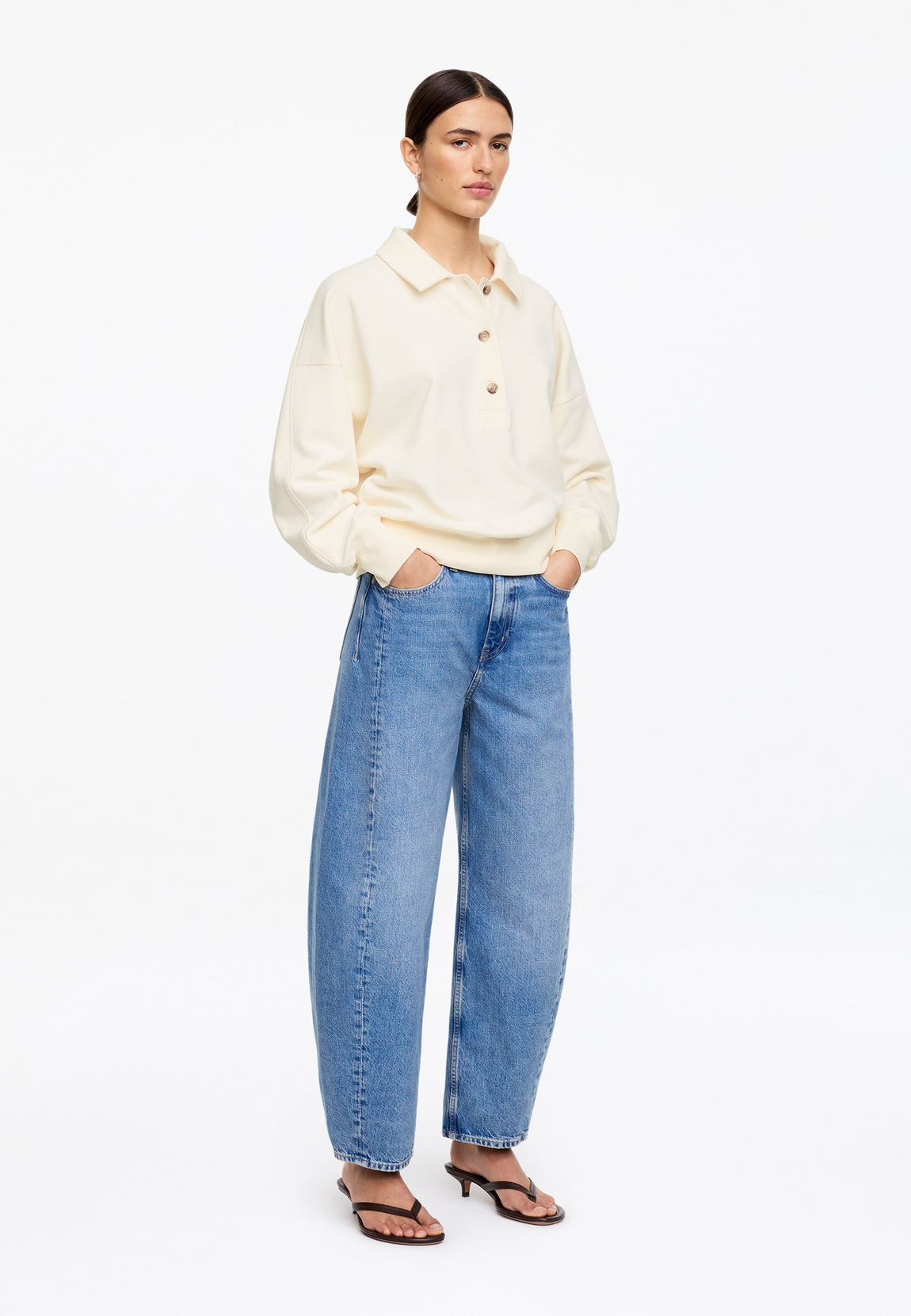 ARKET Krem Polo Yaka Sweatshirt — görsel 4/5