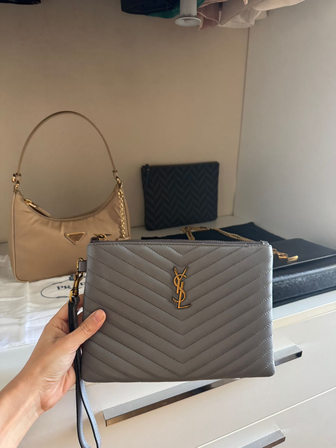 Saint Laurent Gri Çanta ithal — görsel 3/14