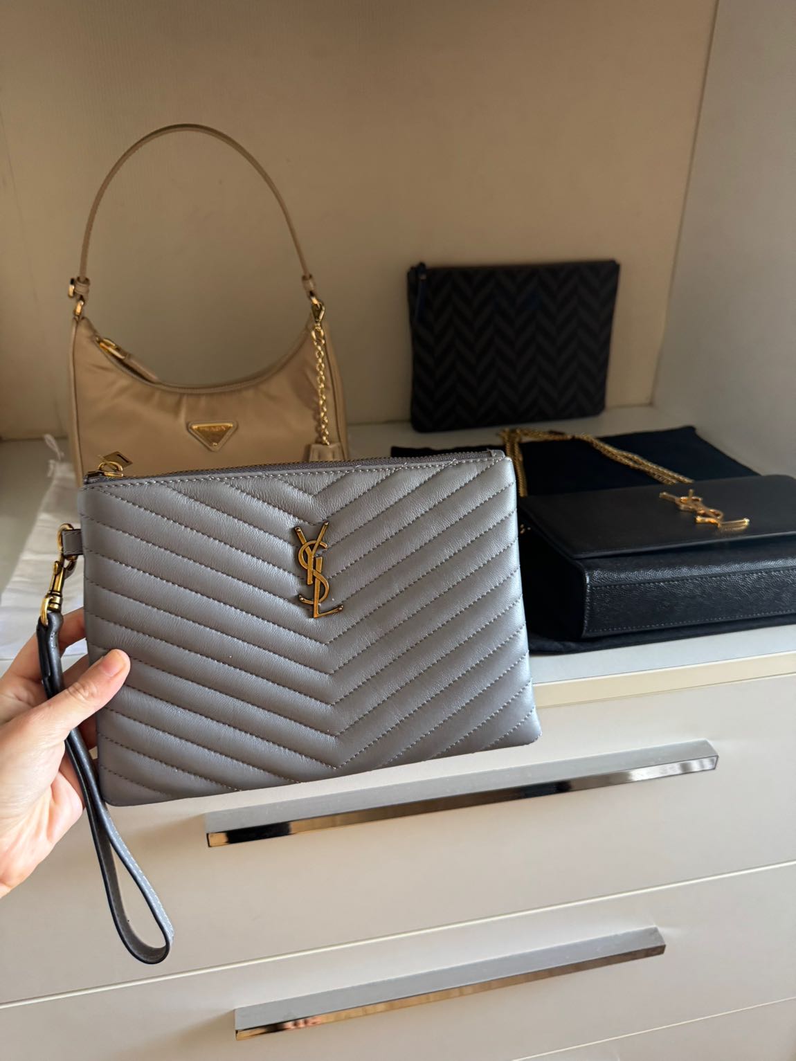 Saint Laurent Gri Çanta ithal — görsel 12/14
