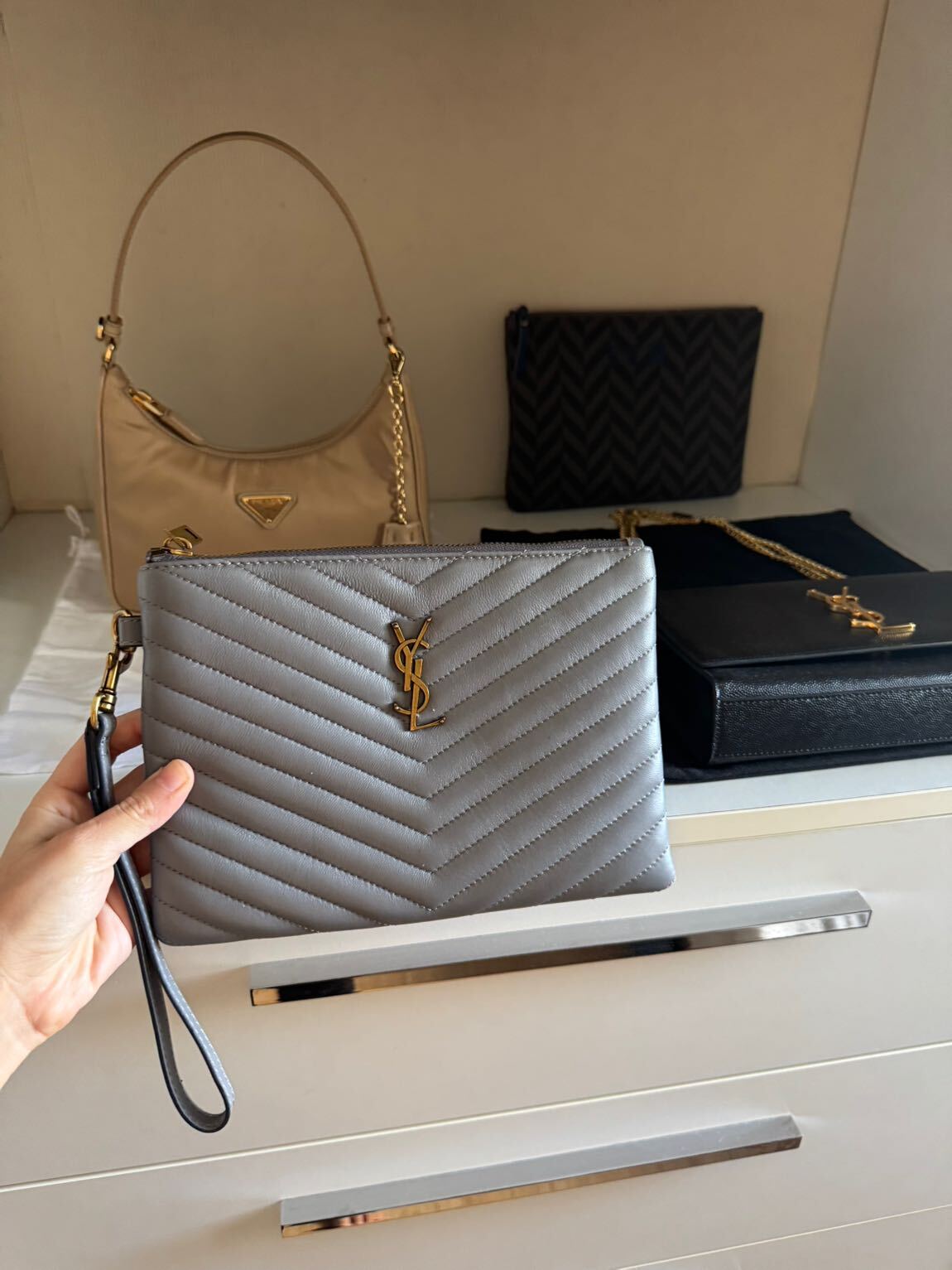 Saint Laurent Gri Çanta ithal — görsel 7/14