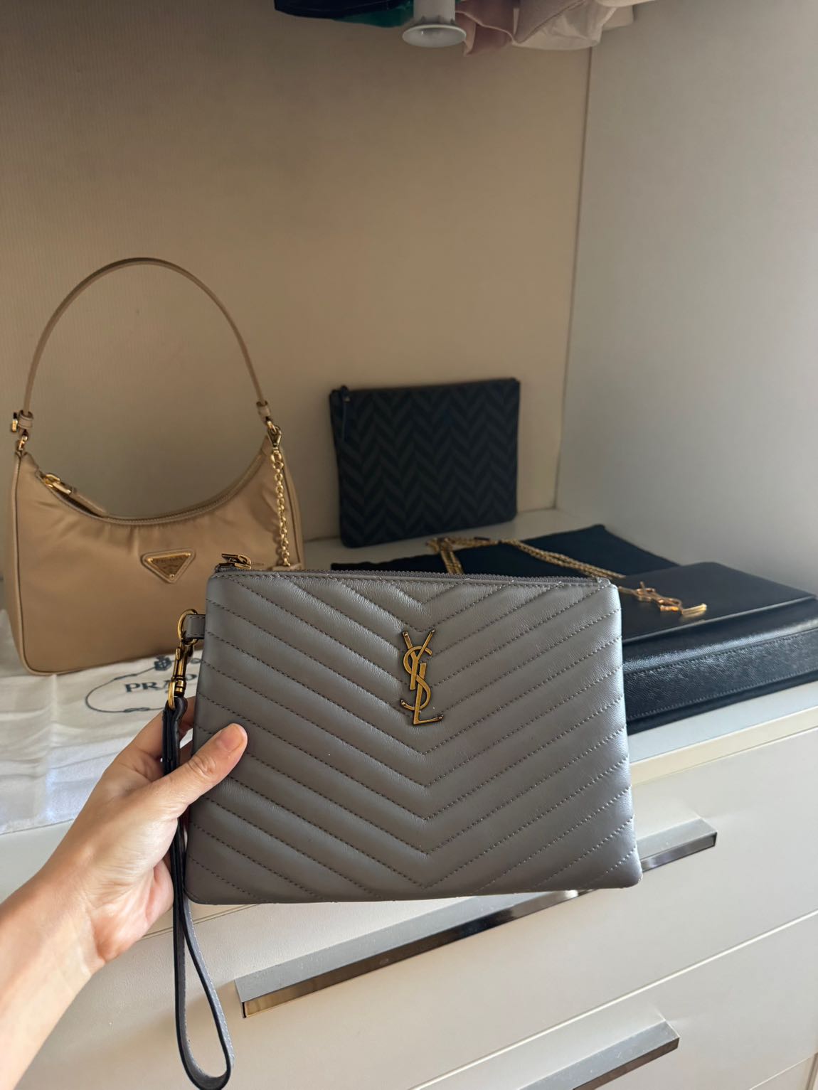 Saint Laurent Gri Çanta ithal — görsel 11/14
