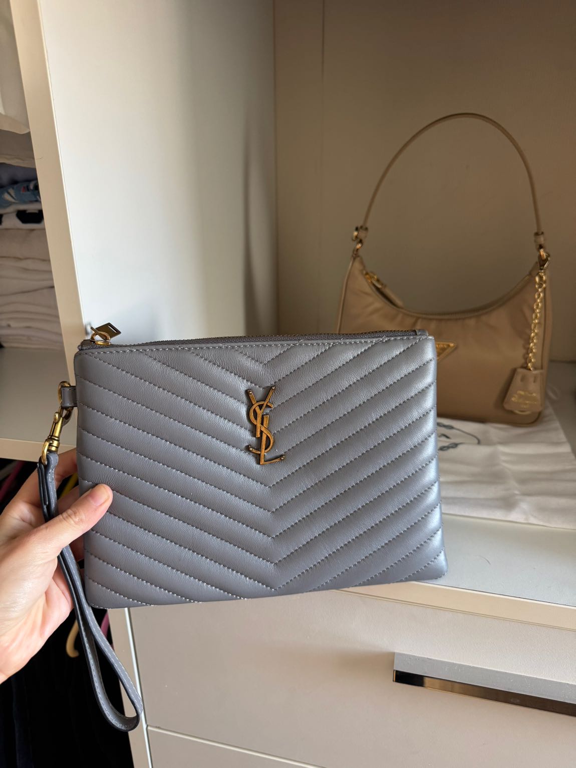 Saint Laurent Gri Çanta ithal — görsel 14/14