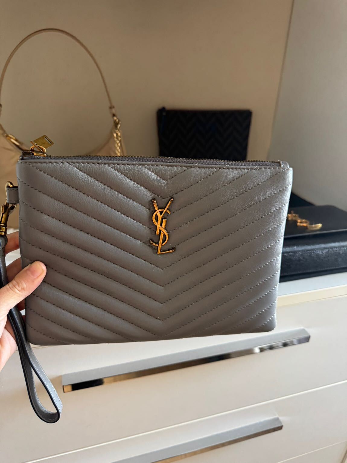 Saint Laurent Gri Çanta ithal — görsel 8/14
