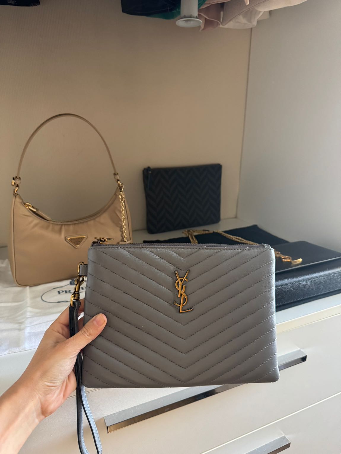 Saint Laurent Gri Çanta ithal — görsel 2/14