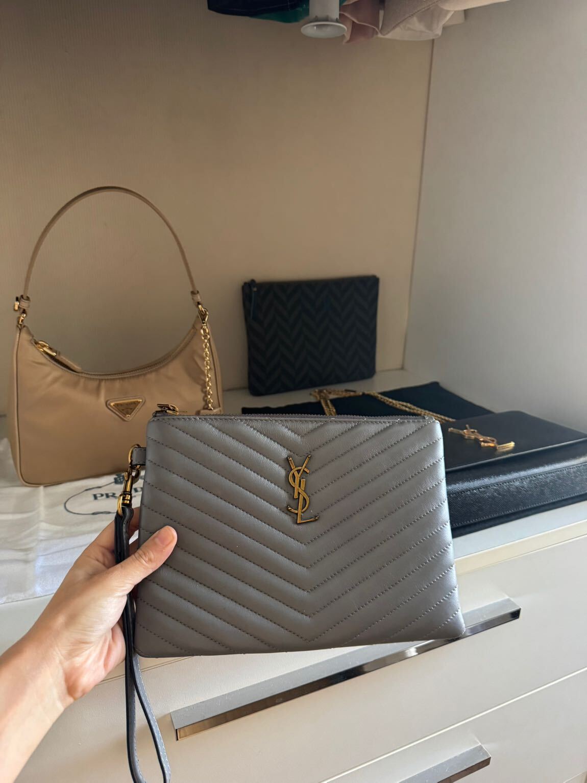 Saint Laurent Gri Çanta ithal — görsel 10/14
